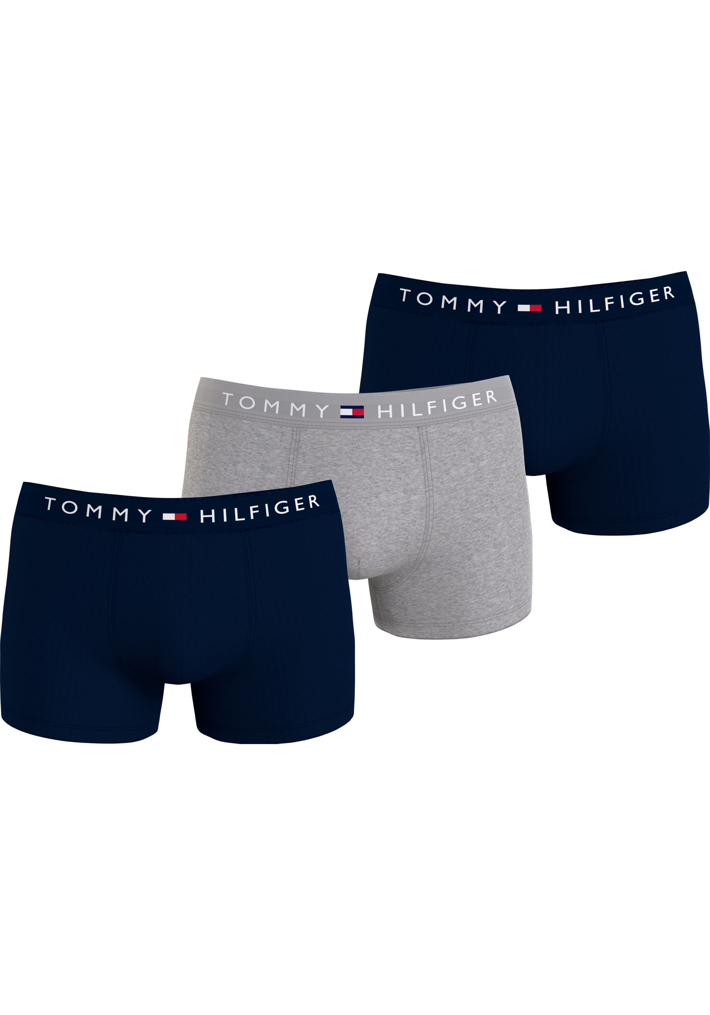 Tommy Hilfiger trunk (3-pack), heren boxers normale lengte, blauw, grijs