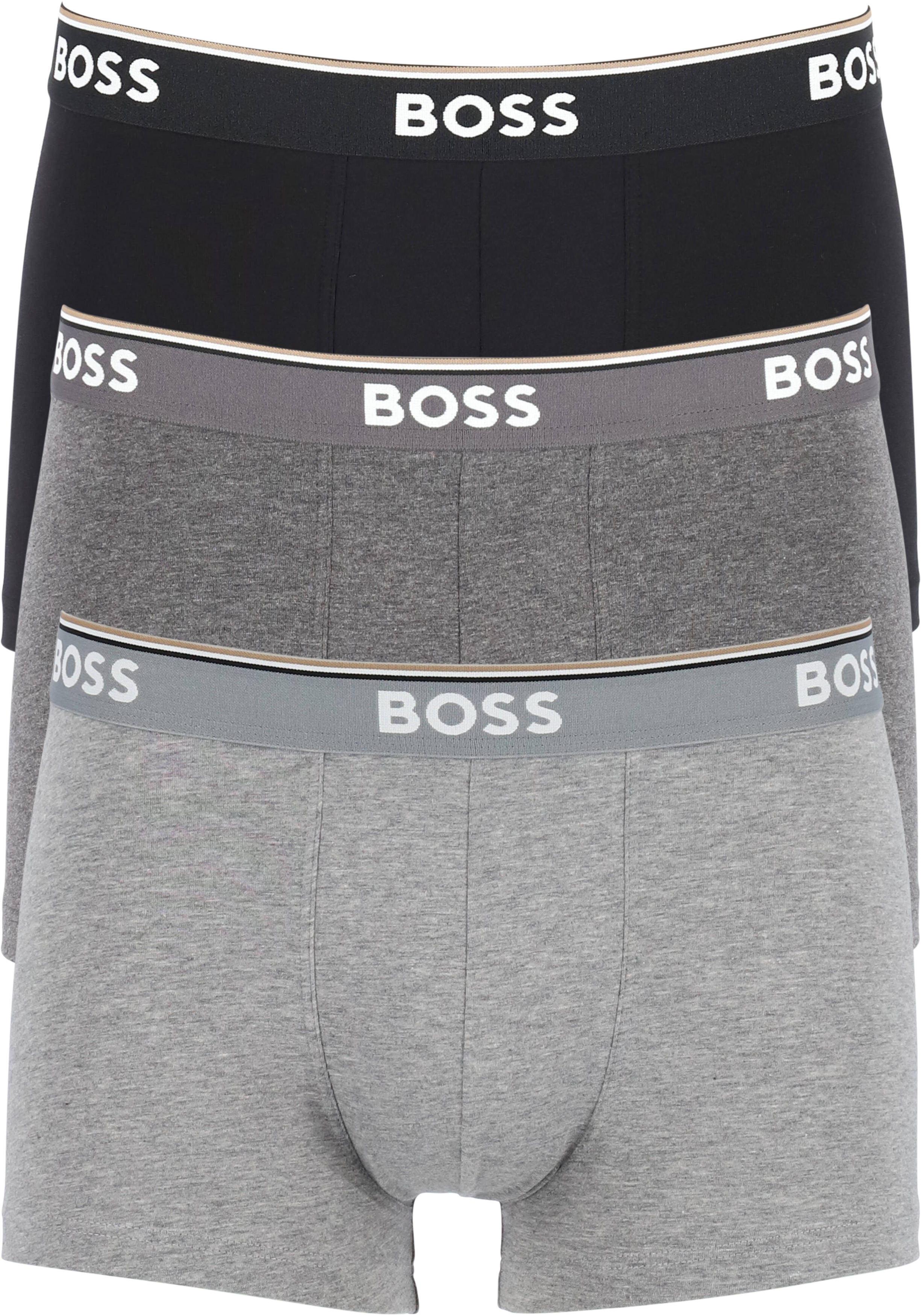 HUGO BOSS Power trunks (3-pack), heren boxers kort, grijs, grijs, zwart