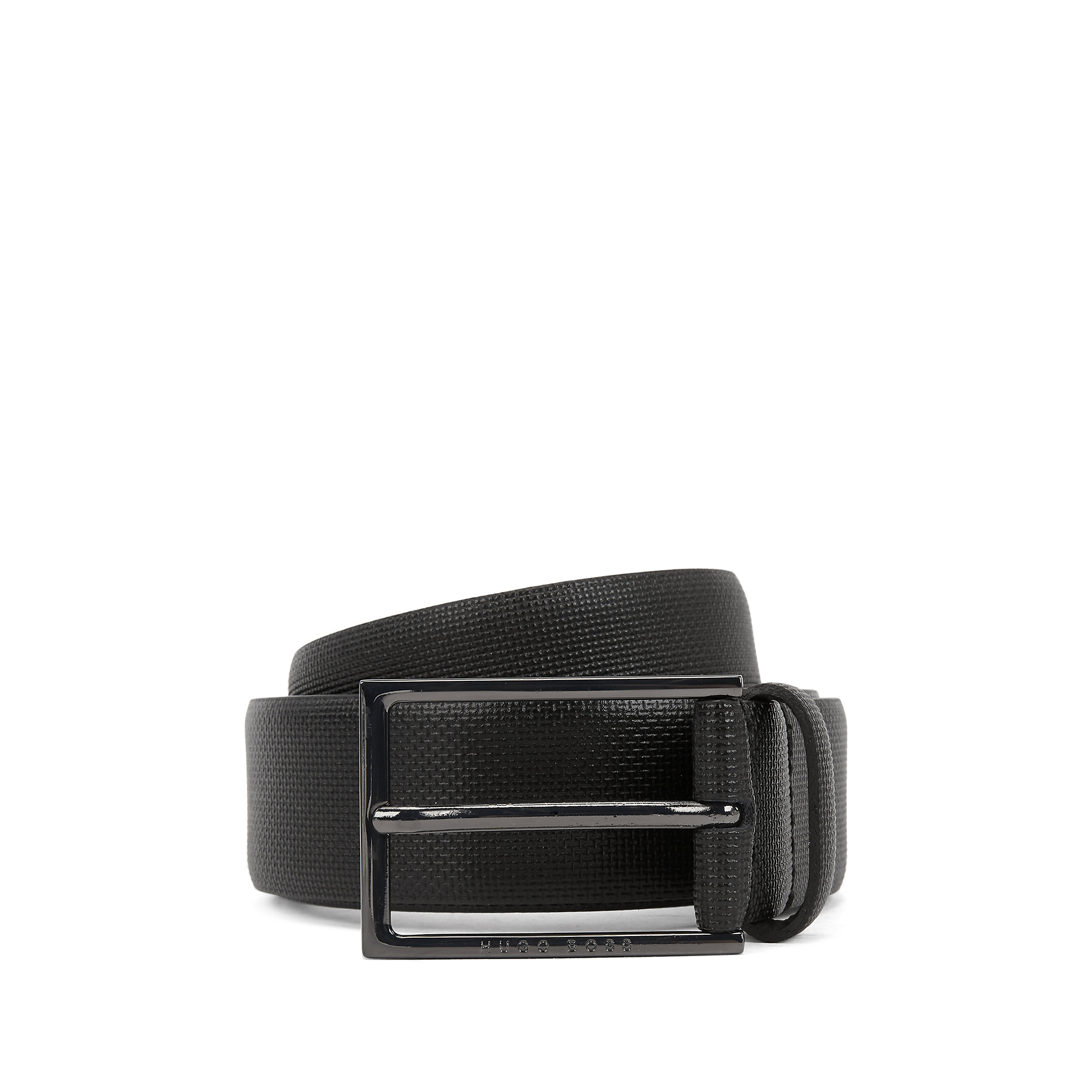 BOSS leren heren riem, zwart