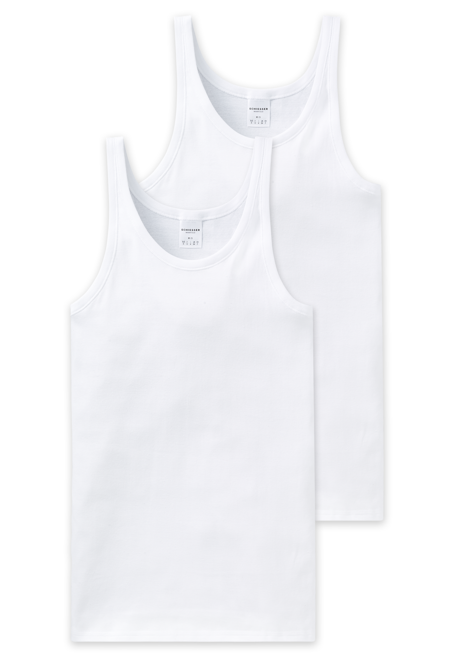 SCHIESSER Cotton Essentials Feinripp singlets (2-pack), wit 