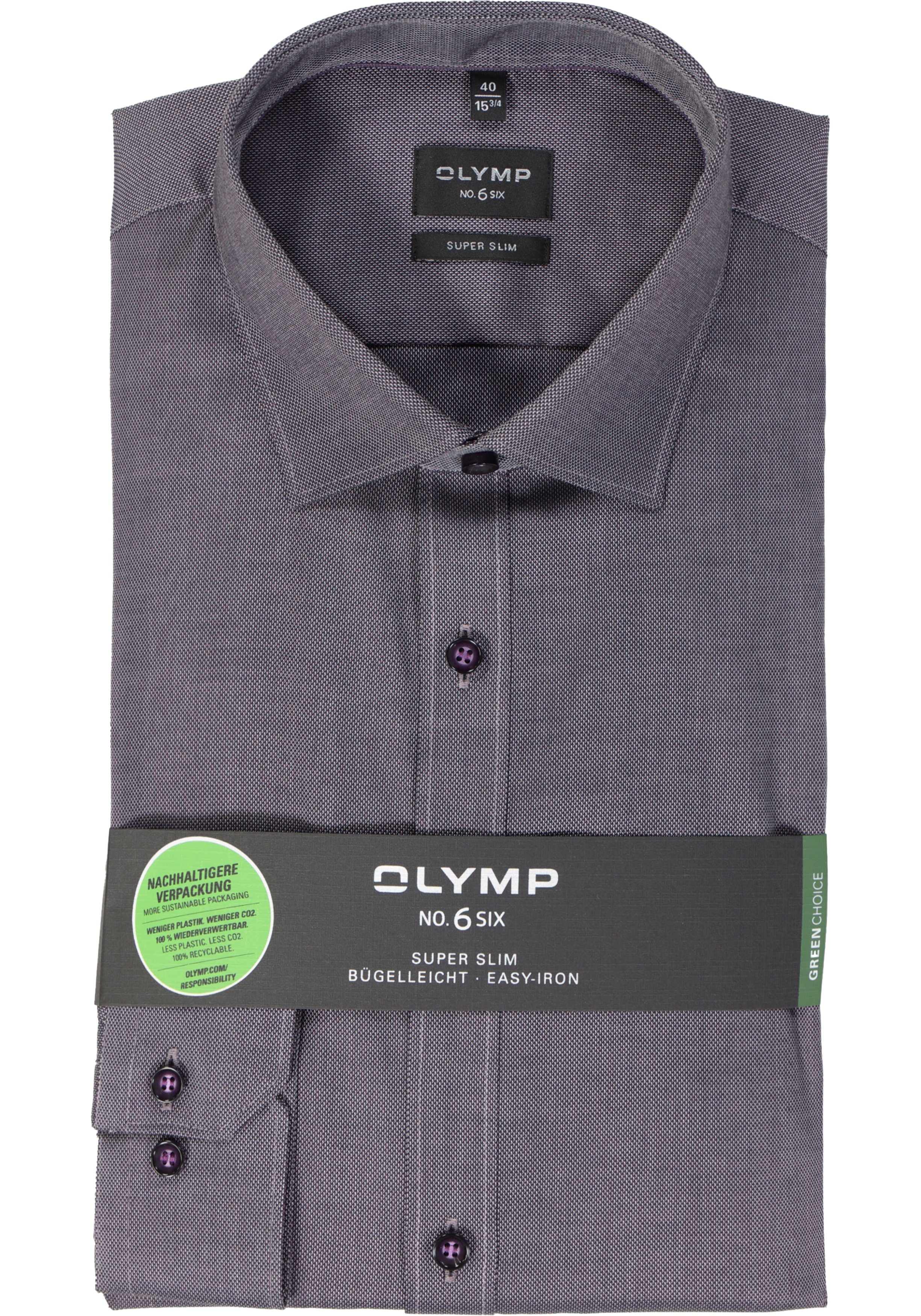 OLYMP No. 6 Six super slim fit overhemd, structuur, paars