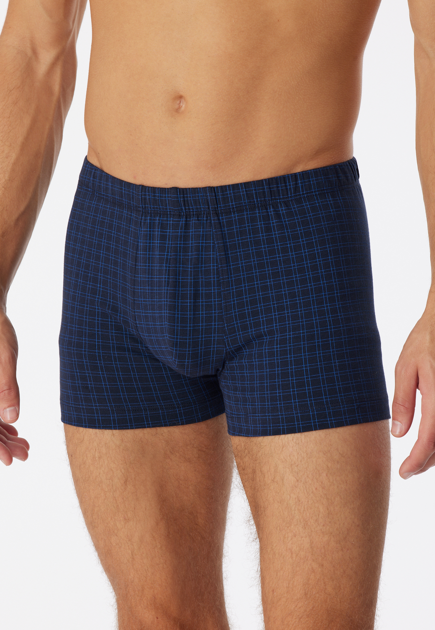 SCHIESSER Cotton Casuals boxer (1-pack), heren shorts donkerblauw geruit