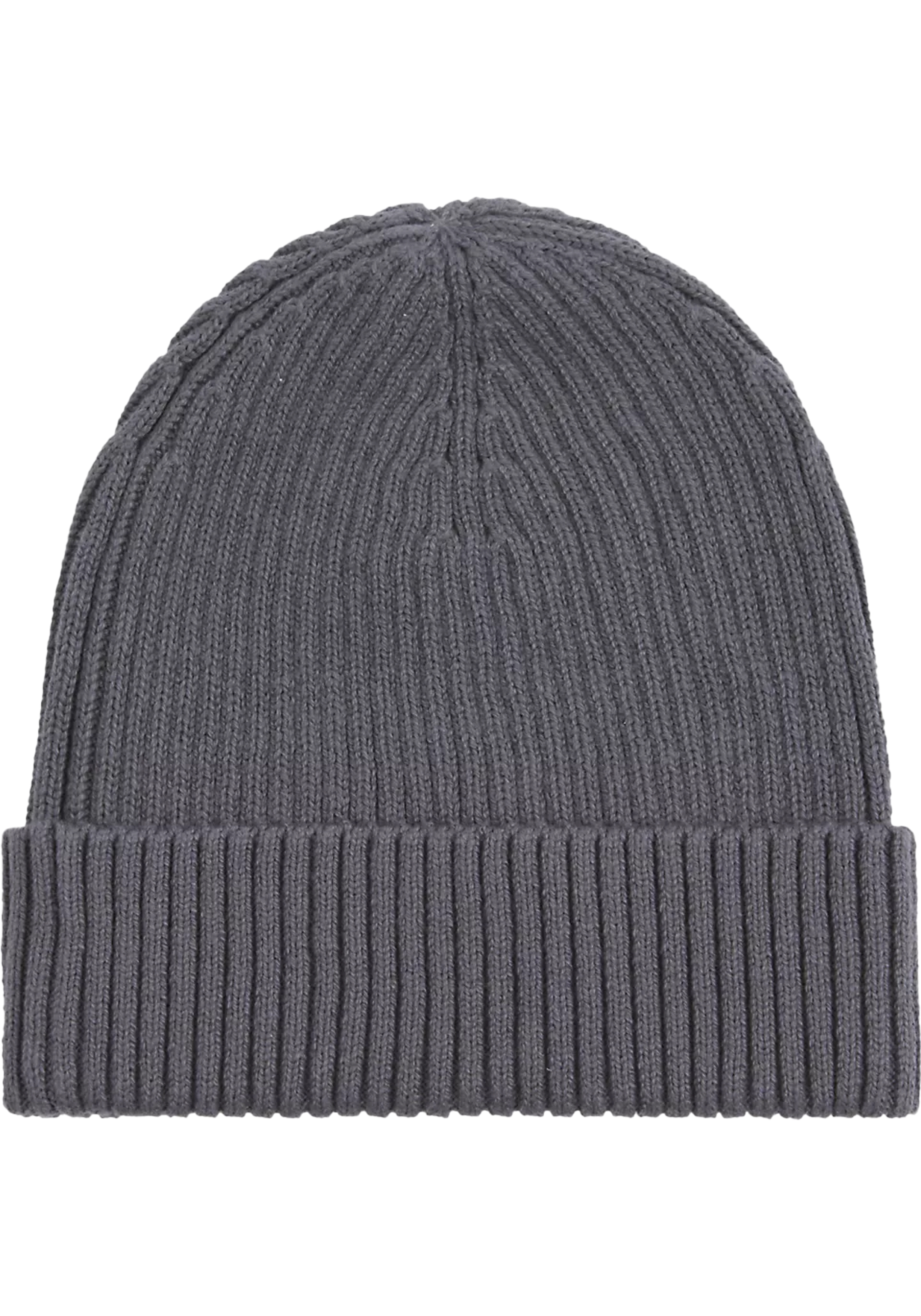 Calvin Klein muts, classic cotton rib beanie, staalgrijs