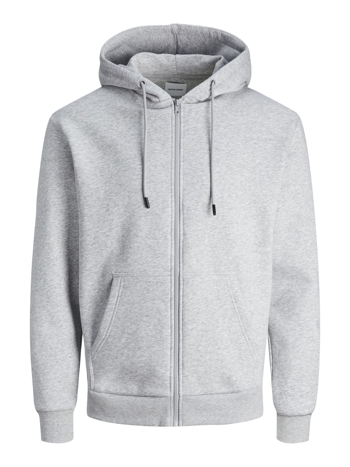 JACK & JONES Bradley sweat zip hood regular fit, heren sweatvest katoenmengsel met capuchon, lichtgrijs melange