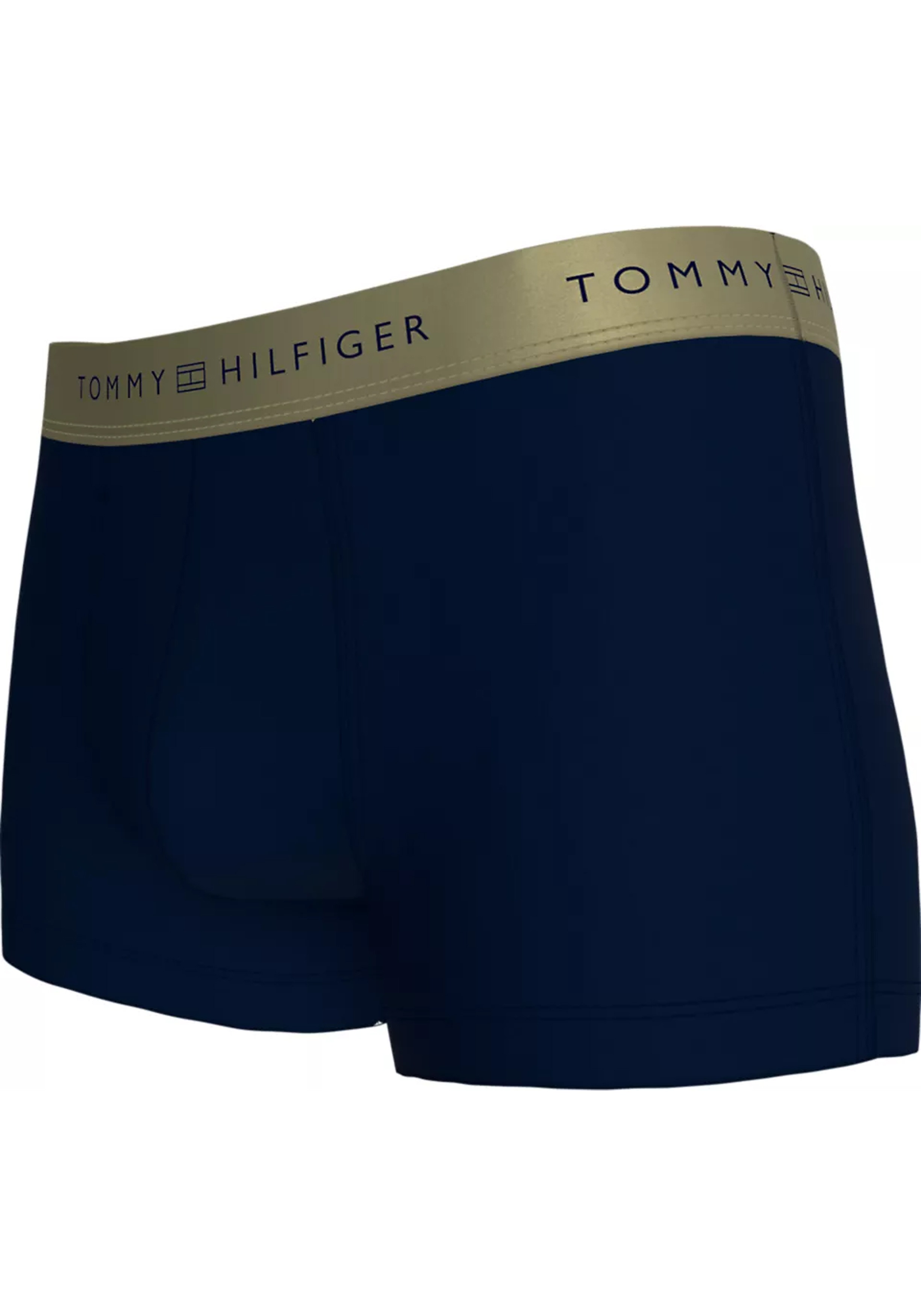 Tommy Hilfiger trunk (3-pack), heren boxers normale lengte, blauw met goudkleurige tailleband