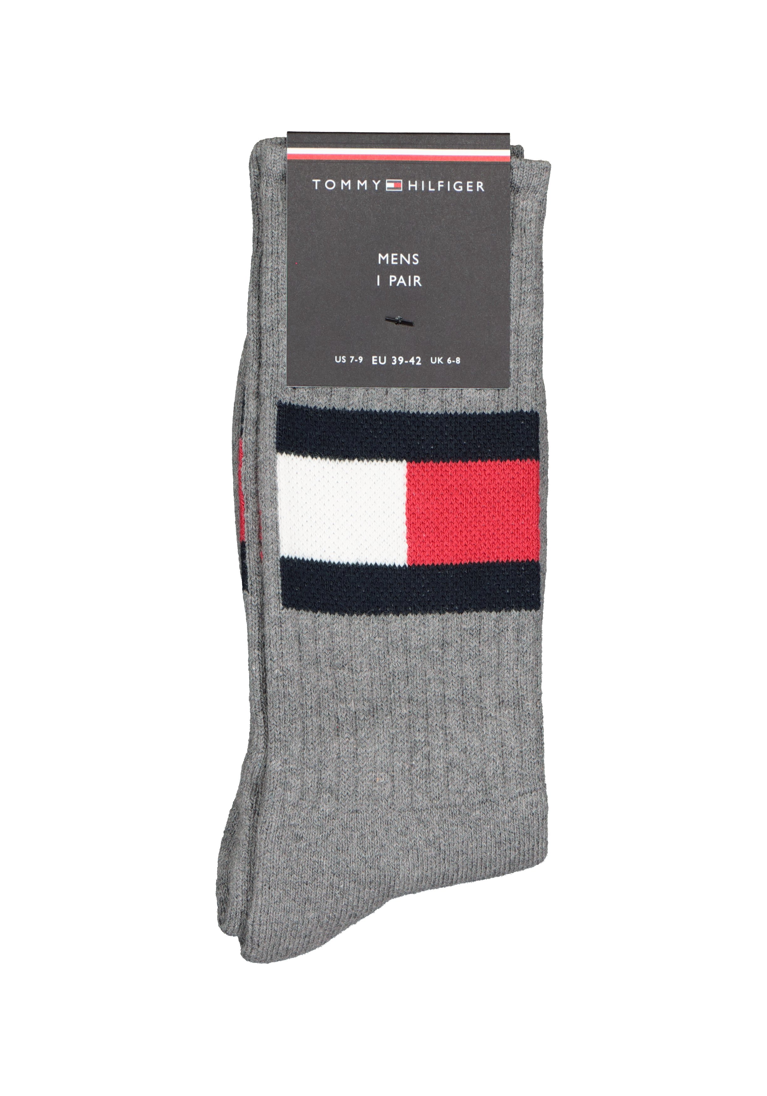 Tommy Hilfiger Flag Socks (1-pack), unisex sportsokken katoen, grijs melange