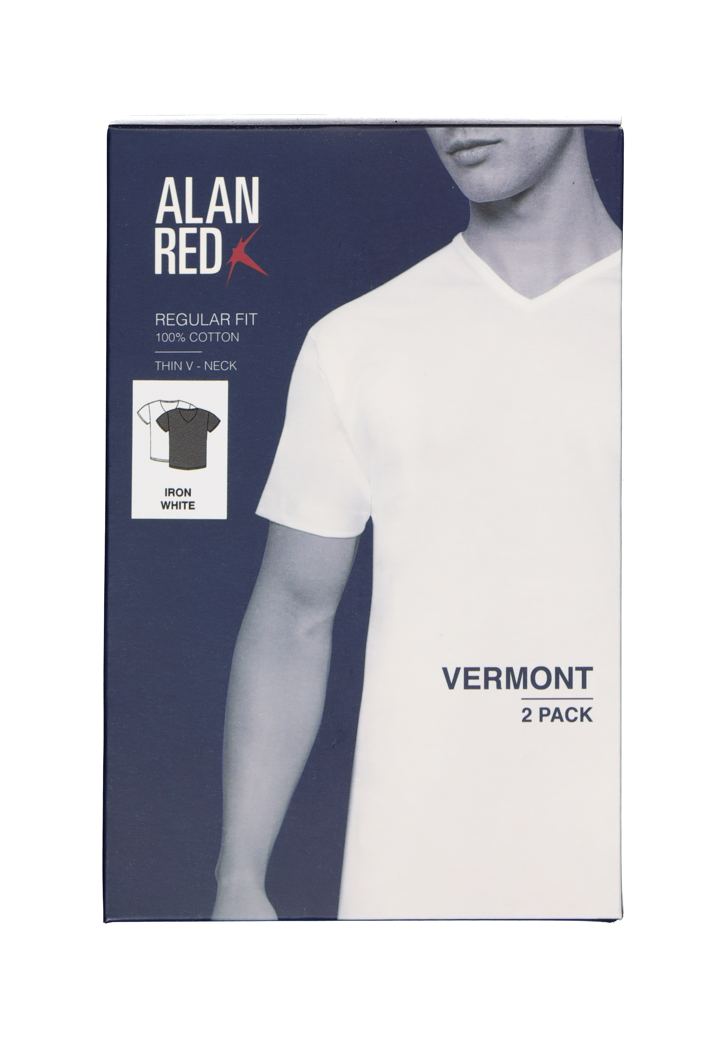 ALAN RED T-shirts Vermont (2-pack), V-hals, wit en antraciet grijs