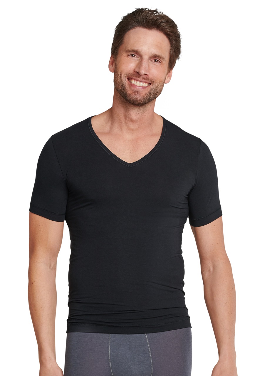 SCHIESSER Personal Fit T-shirt (1-pack), heren shirt korte mouwen v-hals zwart