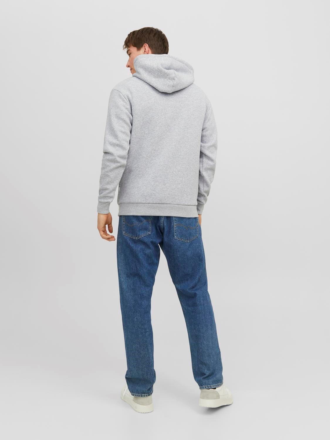 JACK & JONES Bradley sweat hood regular fit, heren hoodie katoenmengsel met capuchon, lichtgrijs melange