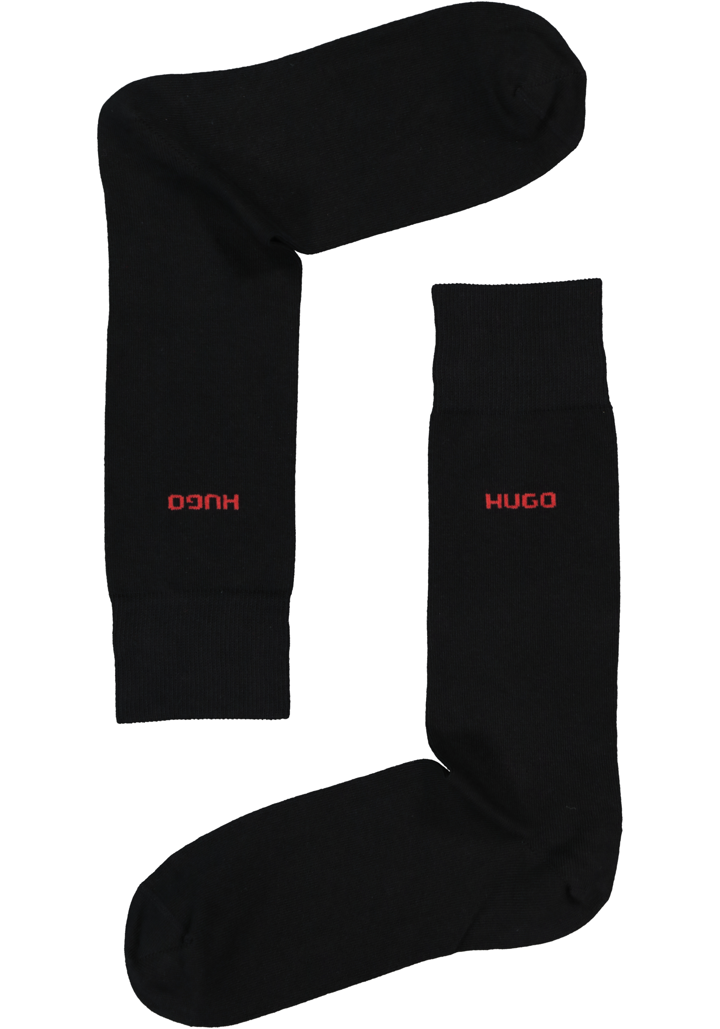 HUGO logo sokken (2-pack), herensokken katoen, zwart en rood