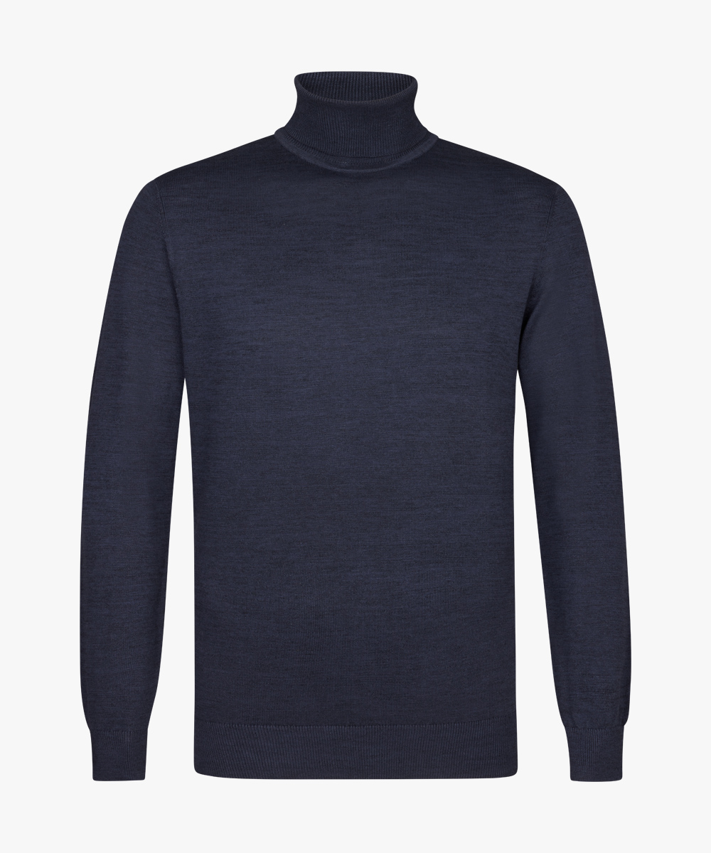 Michaelis heren trui katoenmengsel, slim fit coltrui, navy blauw