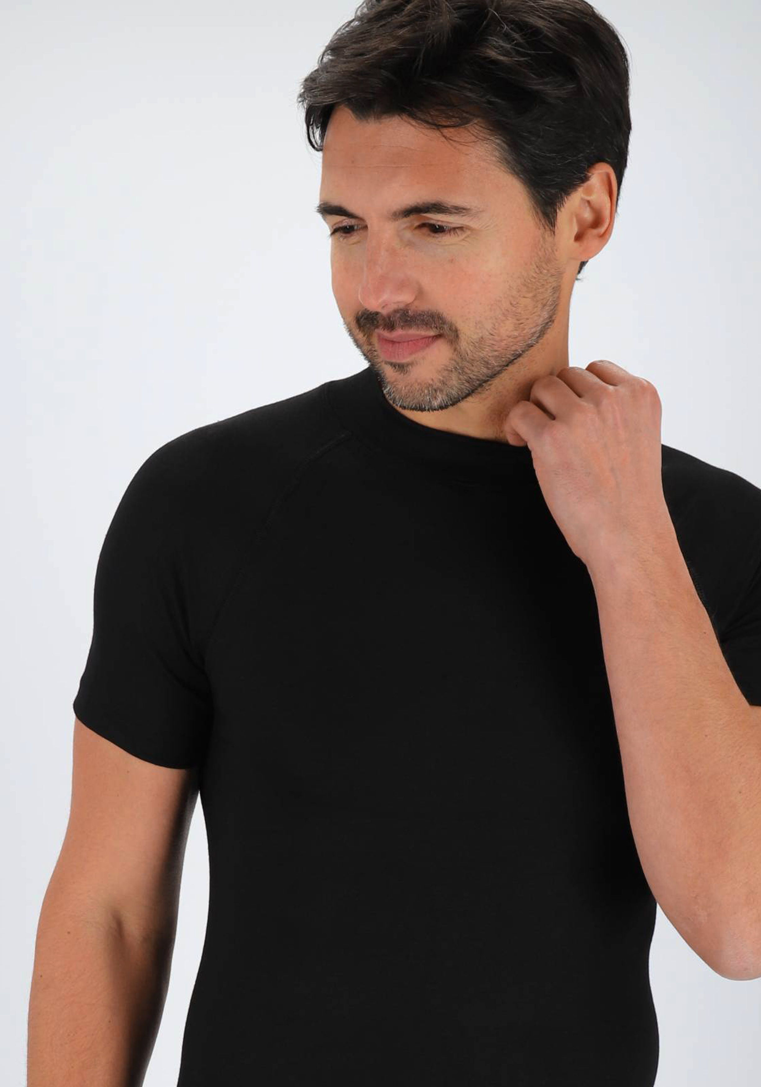 TEN CATE Thermo men T-shirt, heren thermo T-shirt korte mouw en O-hals, zwart