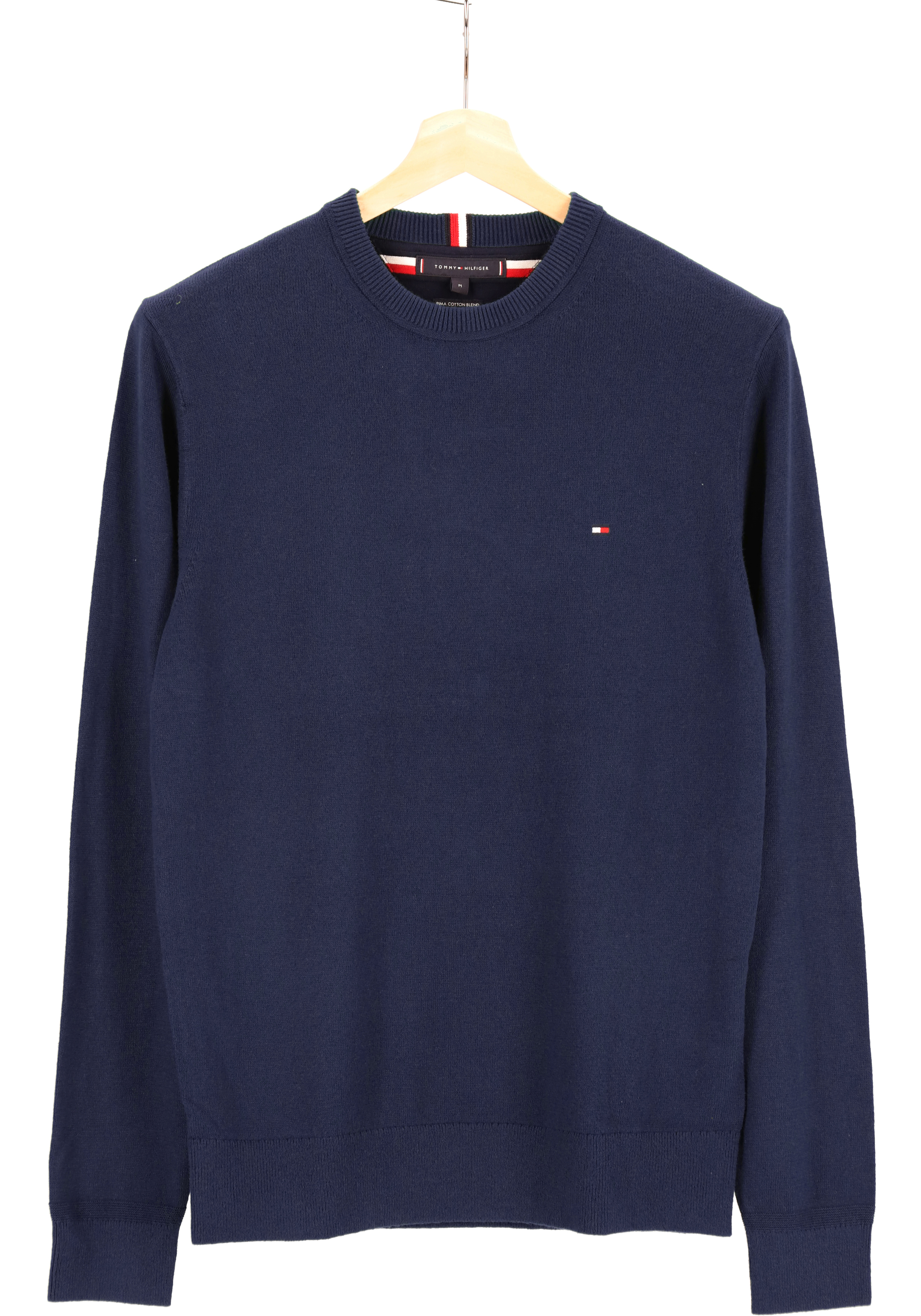 Tommy Hilfiger O-hals trui katoen met kasjmier, Pima Organic Cotton Cashmere, donkerblauw (Desert Sky)