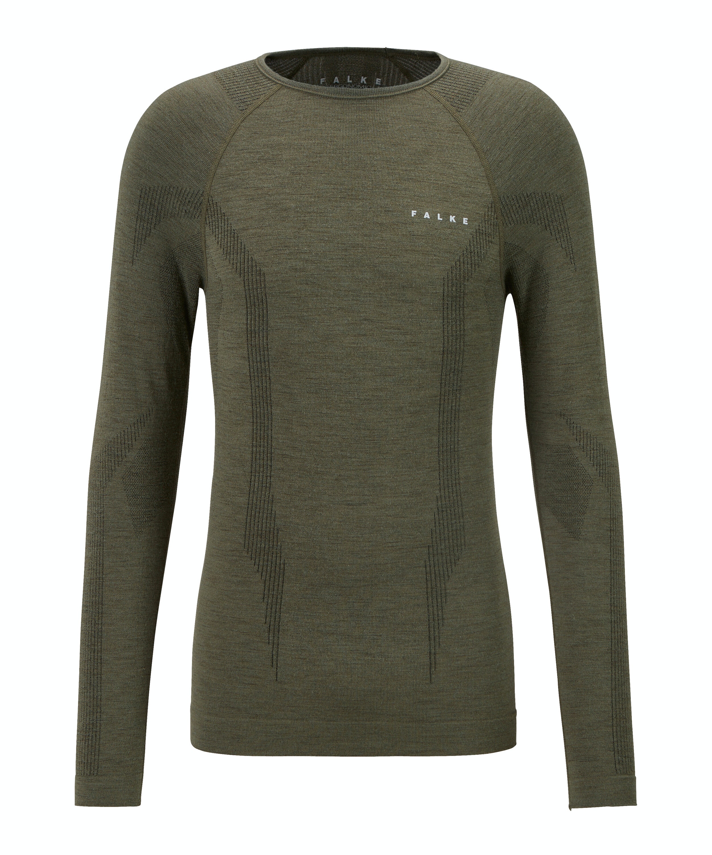 FALKE heren lange mouw shirt Wool-Tech, thermoshirt, olijfgroen (olive)