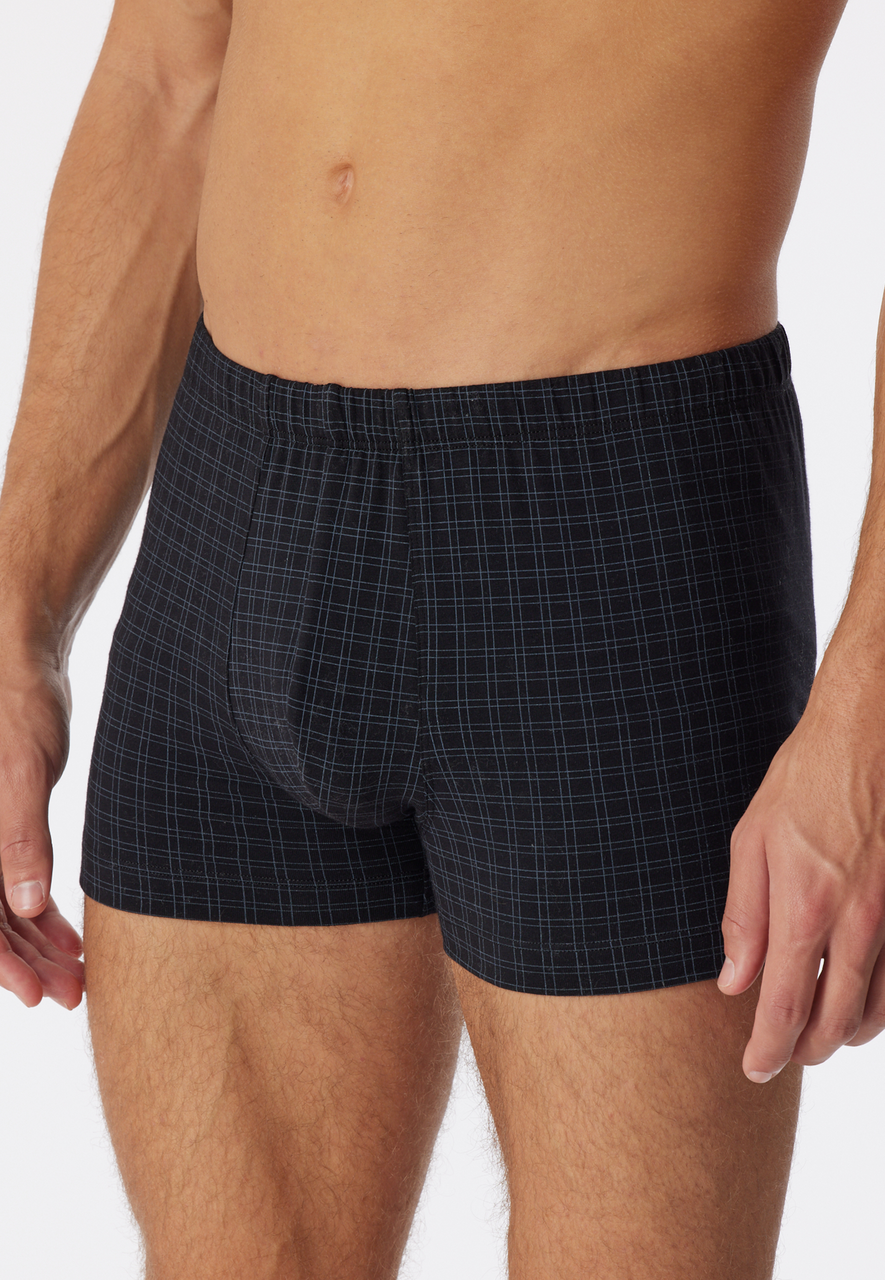 SCHIESSER Cotton Casuals boxer (1-pack), heren shorts zwart geruit