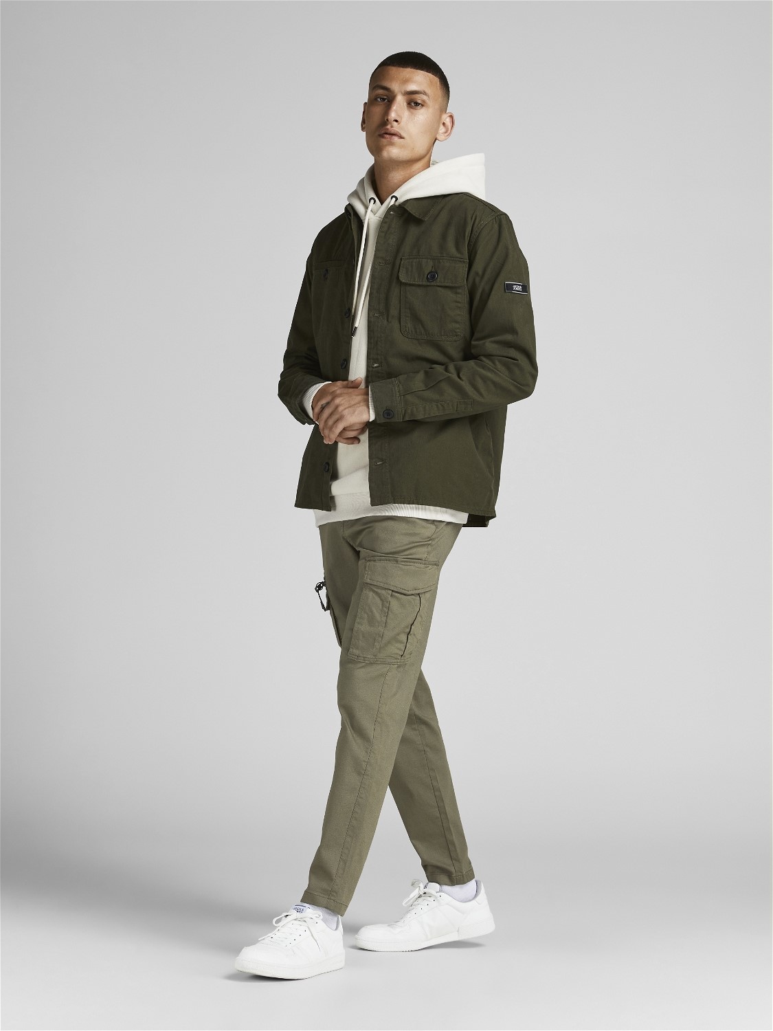 JACK & JONES Ace Dex Tapered Dusty loose fit, heren cargo broek, olijfgroen