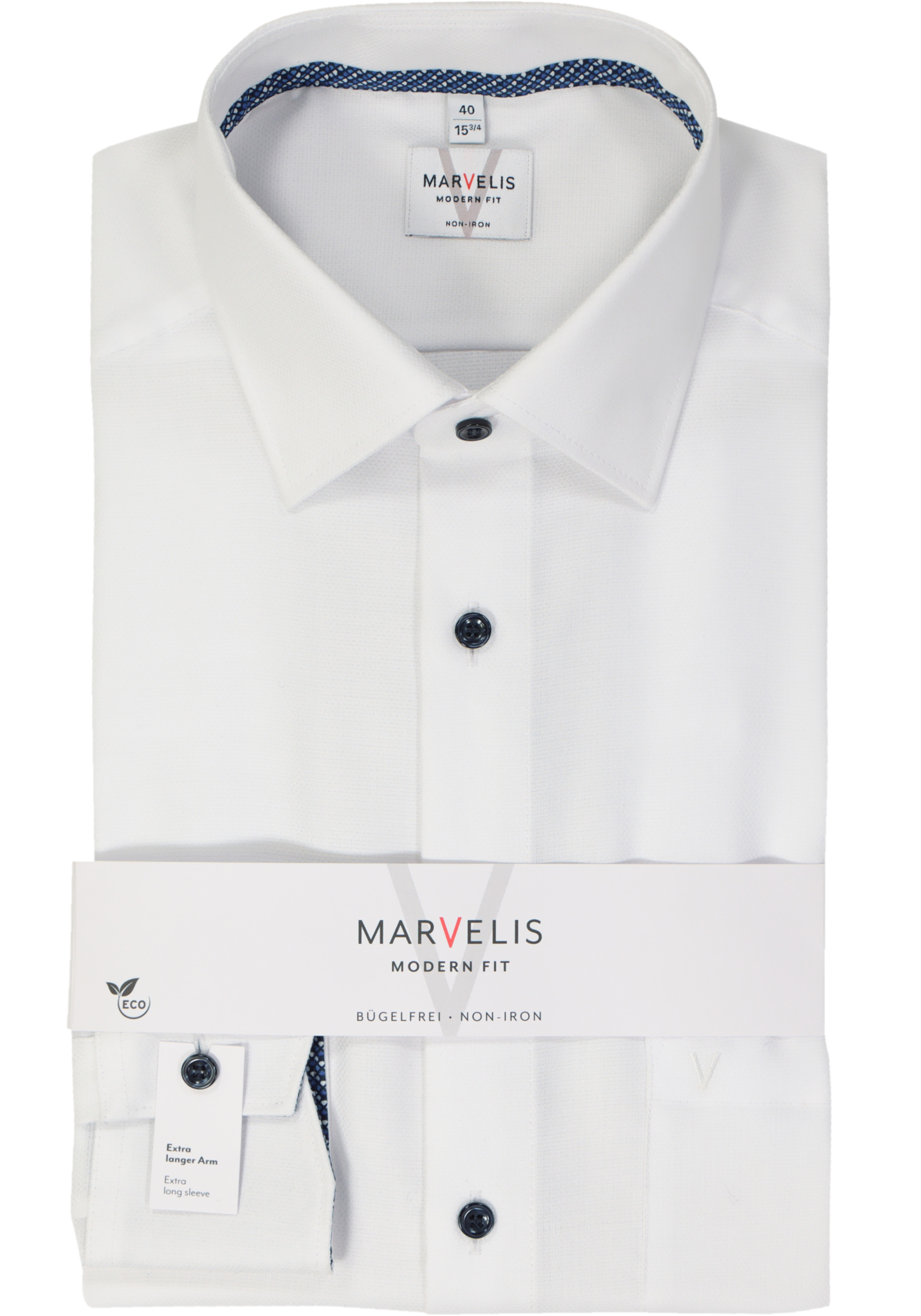 MARVELIS modern fit overhemd, mouwlengte 7, structuur, wit