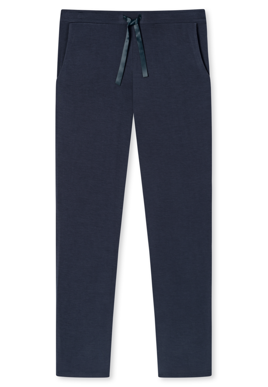 SCHIESSER Mix + Relax loungebroek lang, dames broek lang / extra lang modal blauw