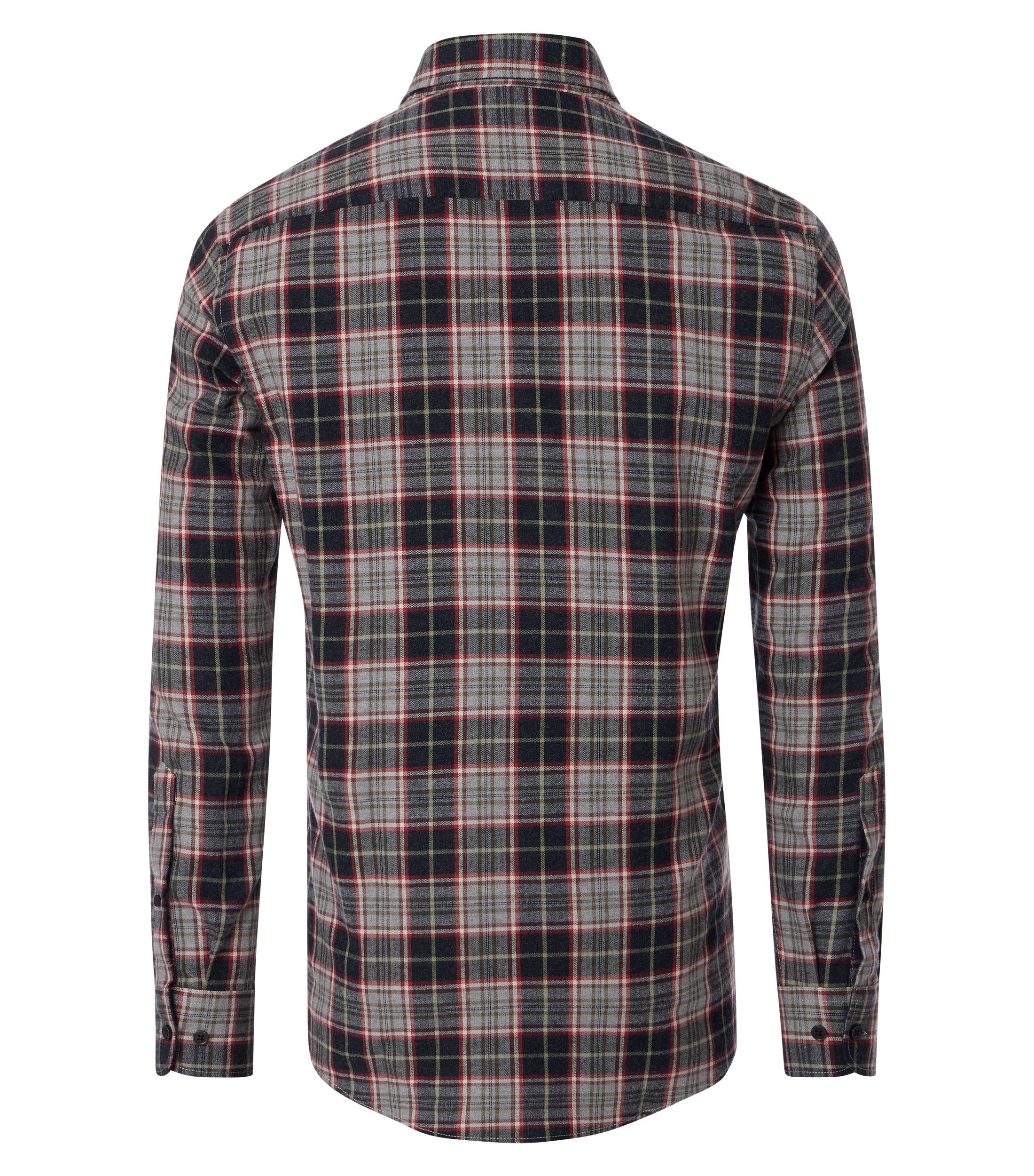 CASA MODA Sport comfort fit overhemd, flanel, grijs geruit