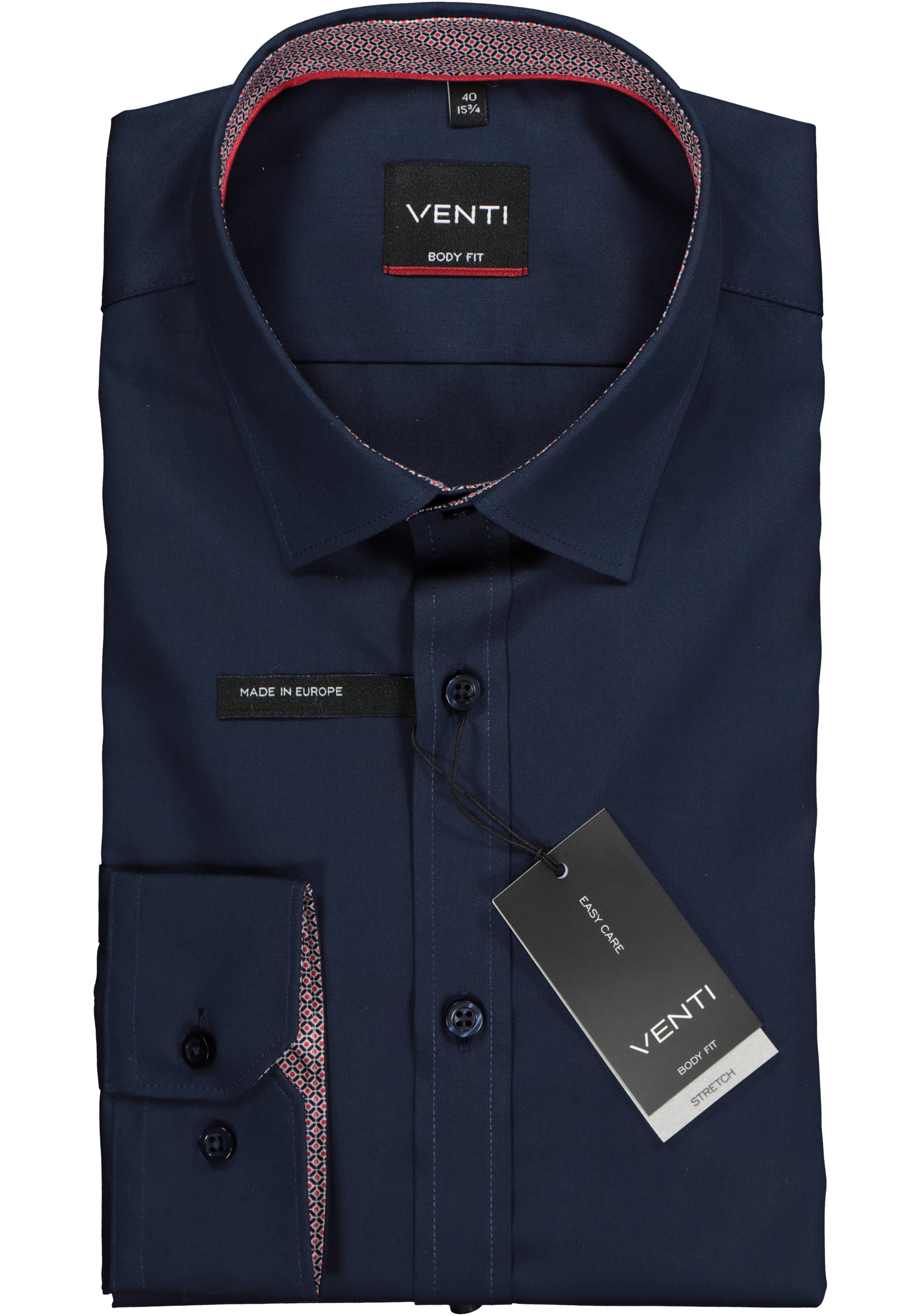 VENTI body fit overhemd, donkerblauw (contrast)