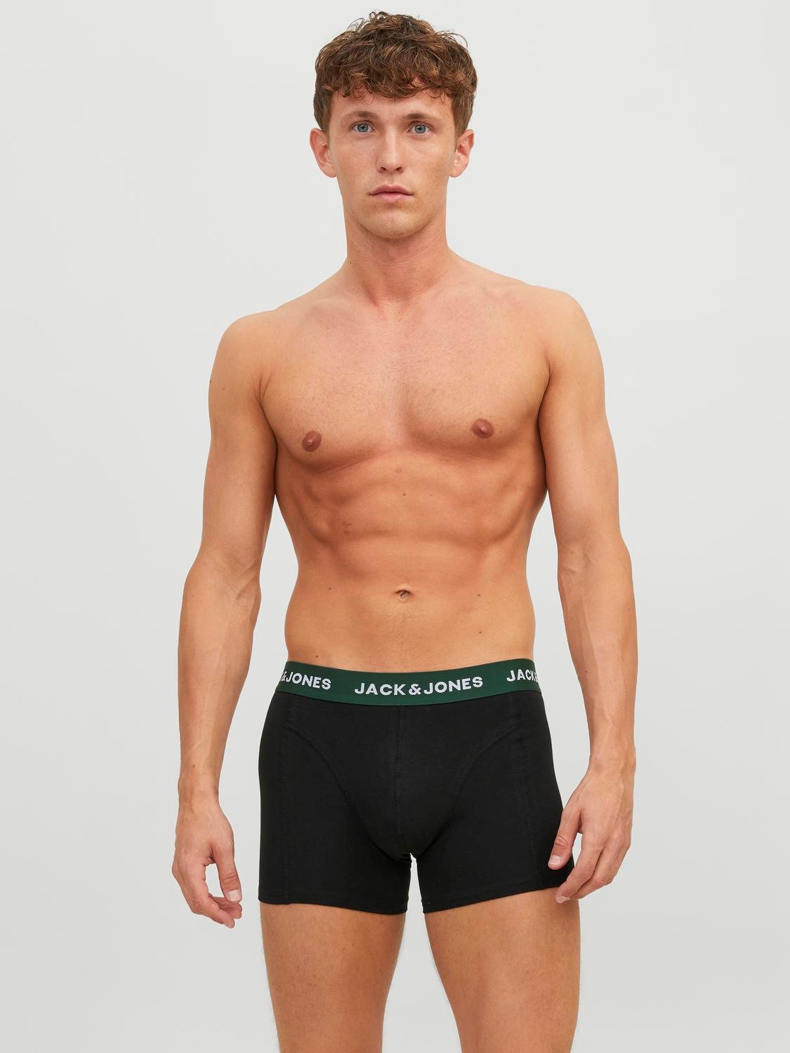 JACK & JONES Jacgab trunks (3-pack), heren boxers normale lengte, donkergroen en zwart