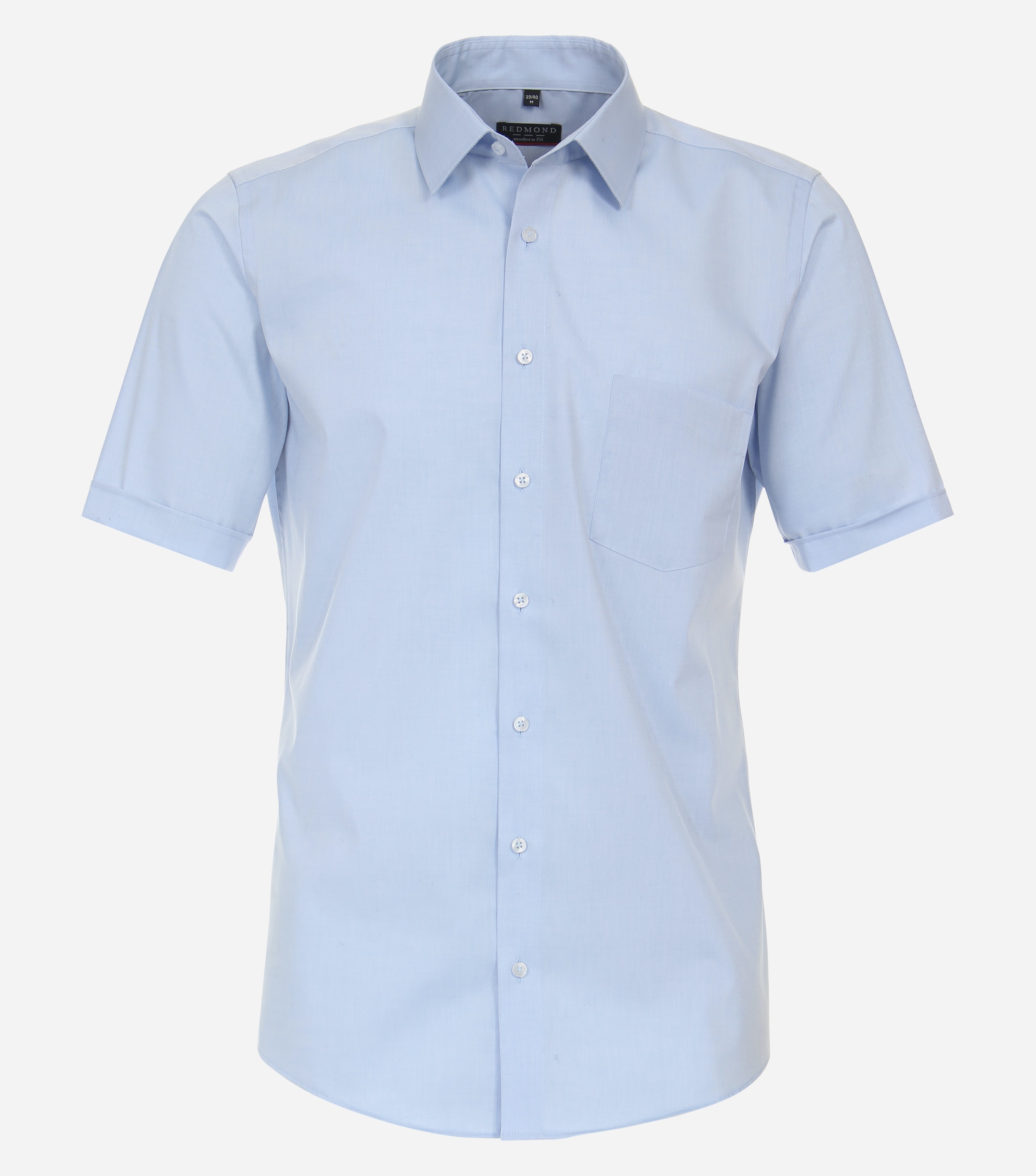 Redmond modern fit overhemd, korte mouw, popeline, blauw
