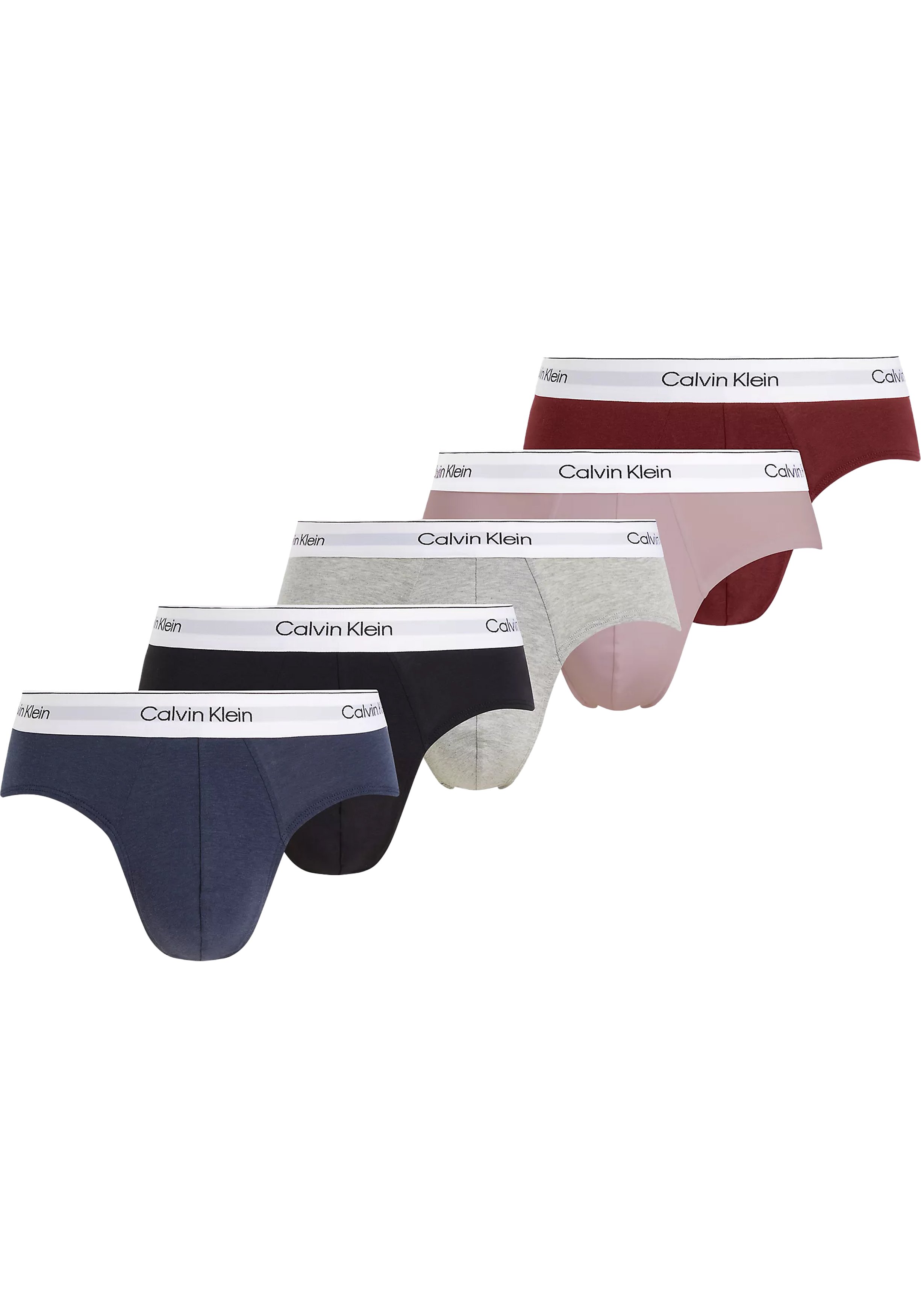 Calvin Klein Hipster Briefs (5-pack), heren slips, zwart, grijs, donkerrood, blauw, roze