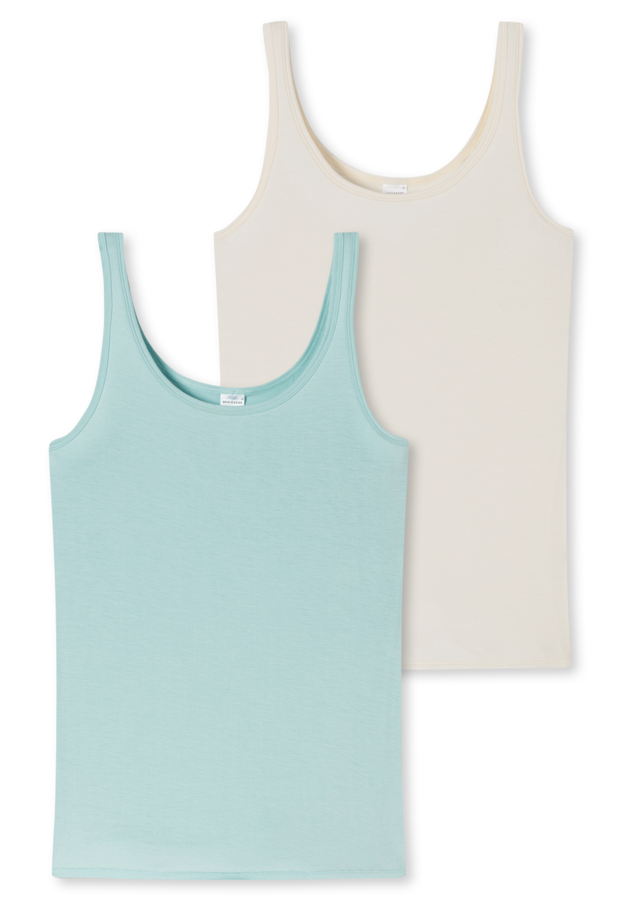 SCHIESSER Modal Essentials singlet (2-pack), dames strappy topjes blauw