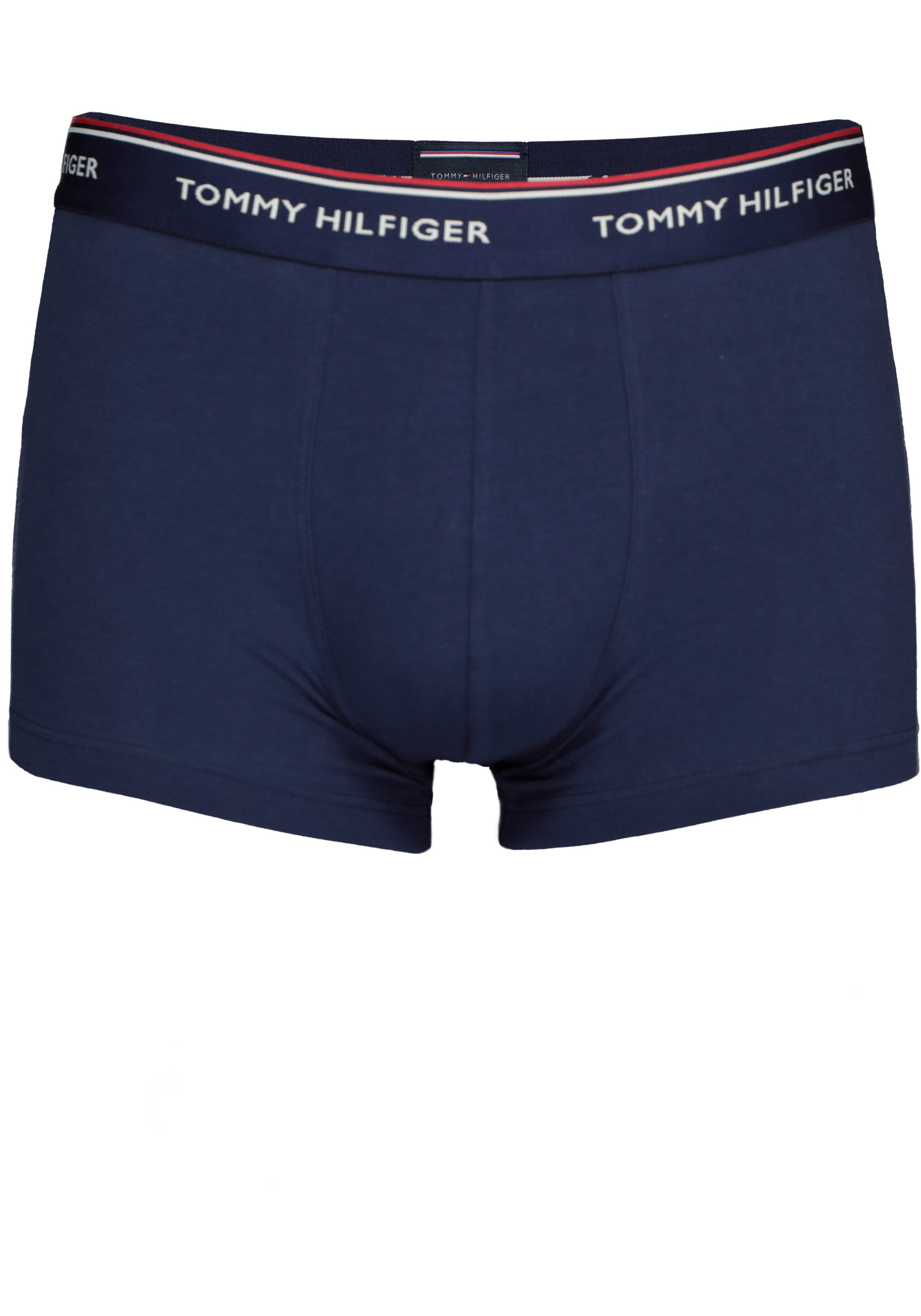 Tommy Hilfiger trunks (3-pack), heren boxers normale lengte, blauw met verschillende kleuren band