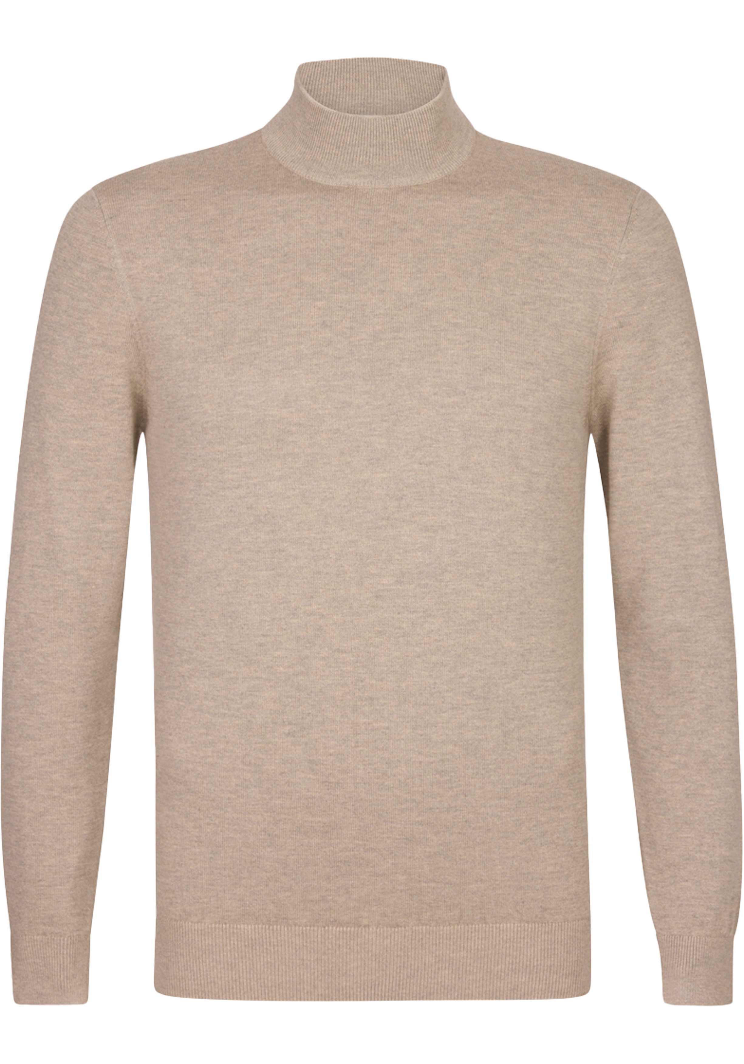 Michaelis heren trui katoenmengsel, slim fit trui met turtleneck, beige