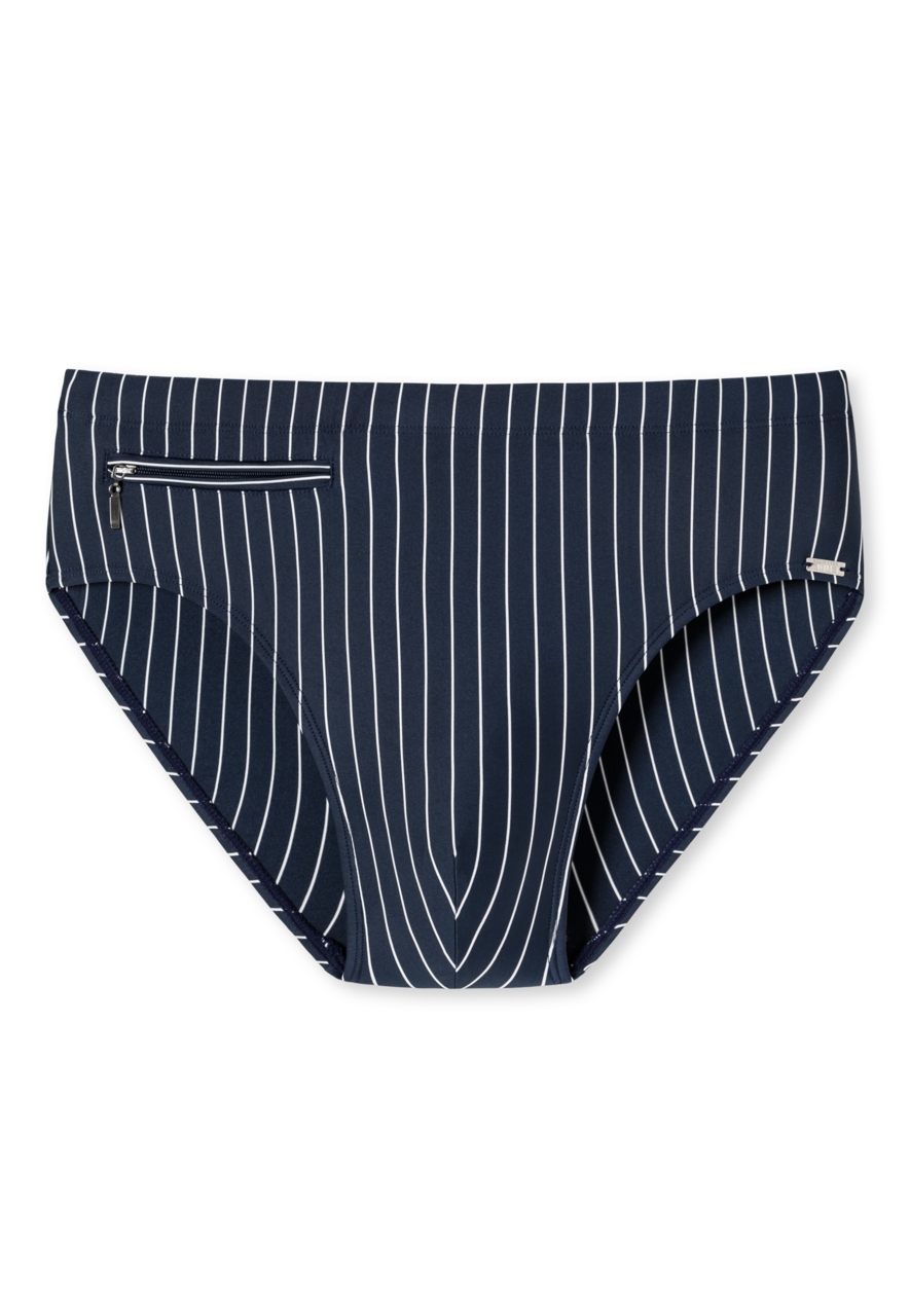 SCHIESSER Nautical Casual heren badkleding, zwemslip met ritsvak tricot gerecycled stroken admiraal