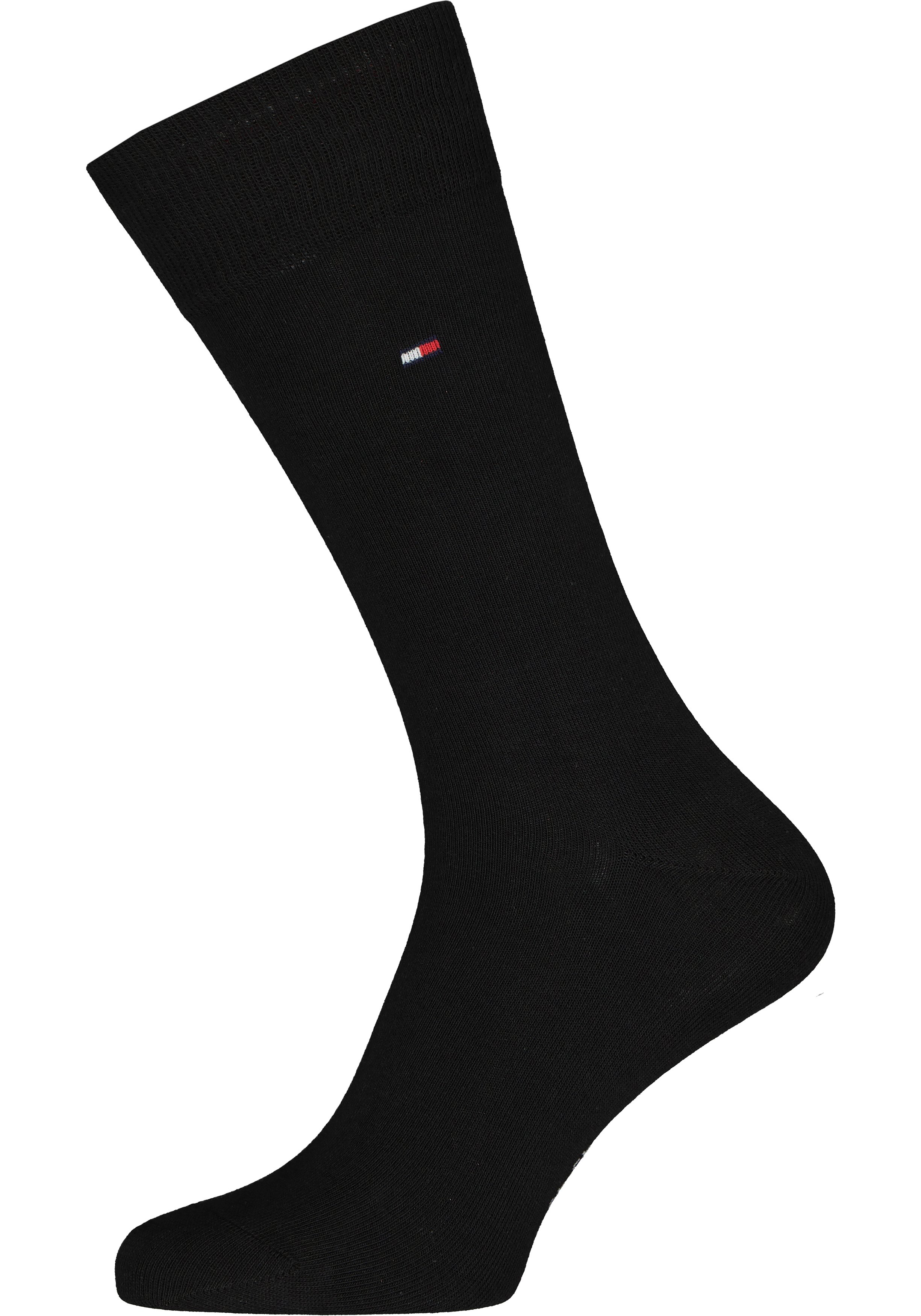 Tommy Hilfiger Duo Stripe Socks (2-pack), herensokken katoen, gestreept en uni, zwart met grijs