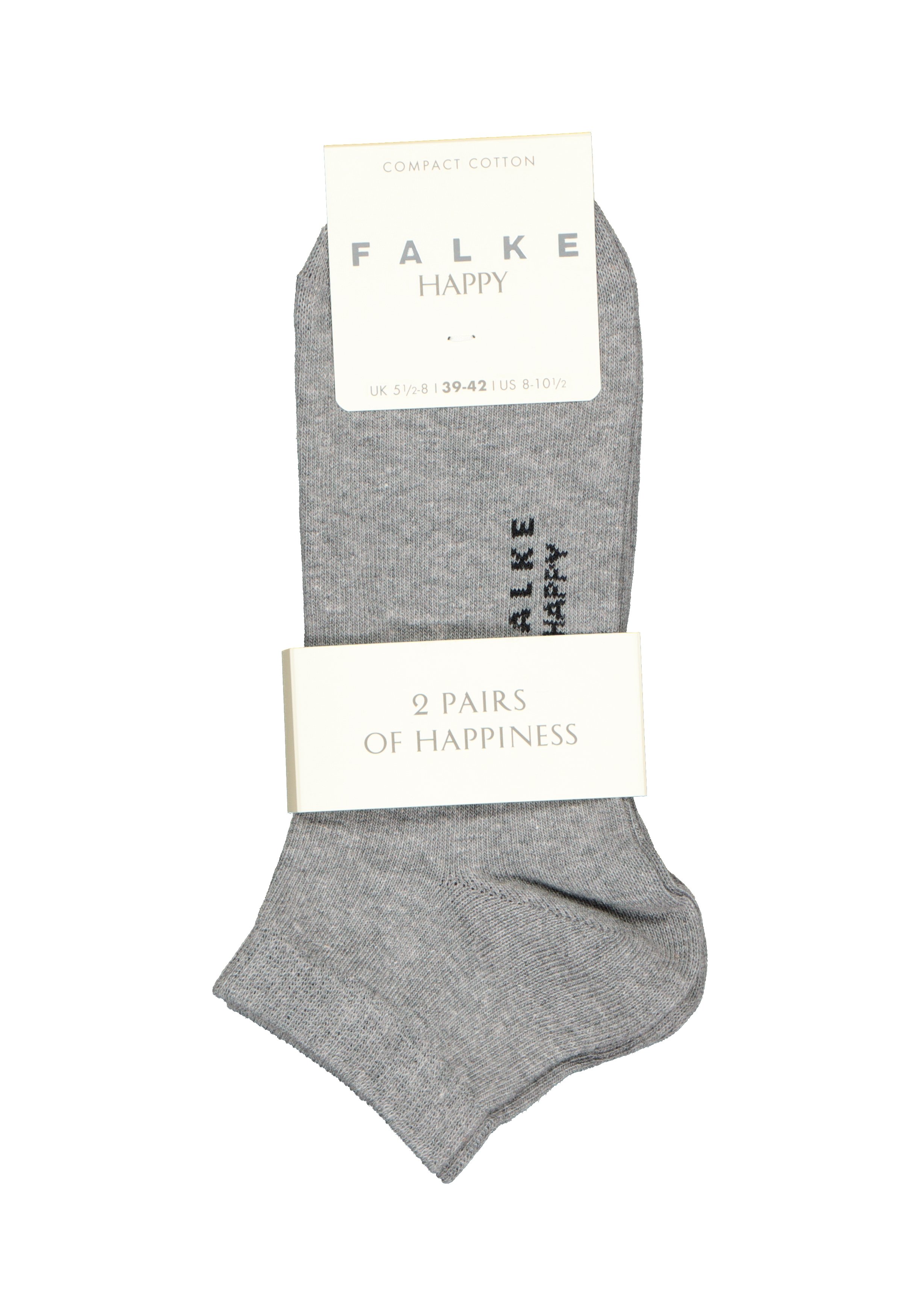 FALKE Happy dames enkelsokken (2-pack), katoen, Licht grijs (light grey melange)