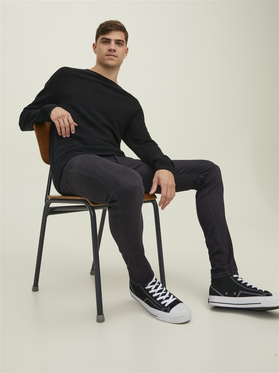 JACK & JONES Liam Evan Jos loose fit, heren jeans, zwart denim