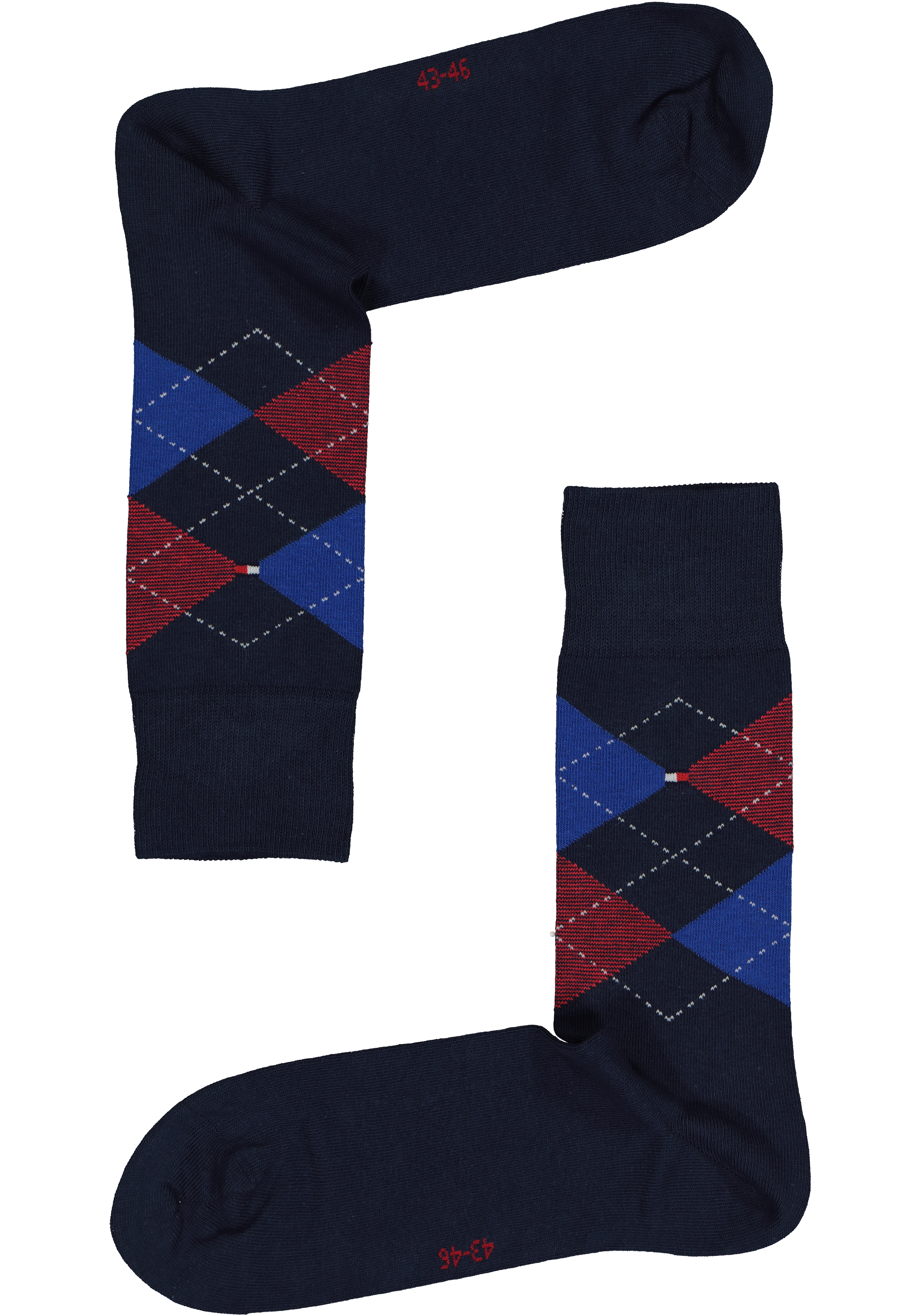 Tommy Hilfiger Check Socks (2-pack), herensokken katoen, geruit en uni, original blauw met rood