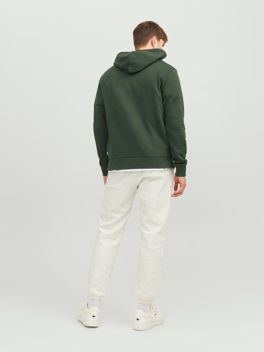 JACK & JONES Corp logo sweat hood regular fit, heren hoodie katoenmengsel met capuchon, groen grote print