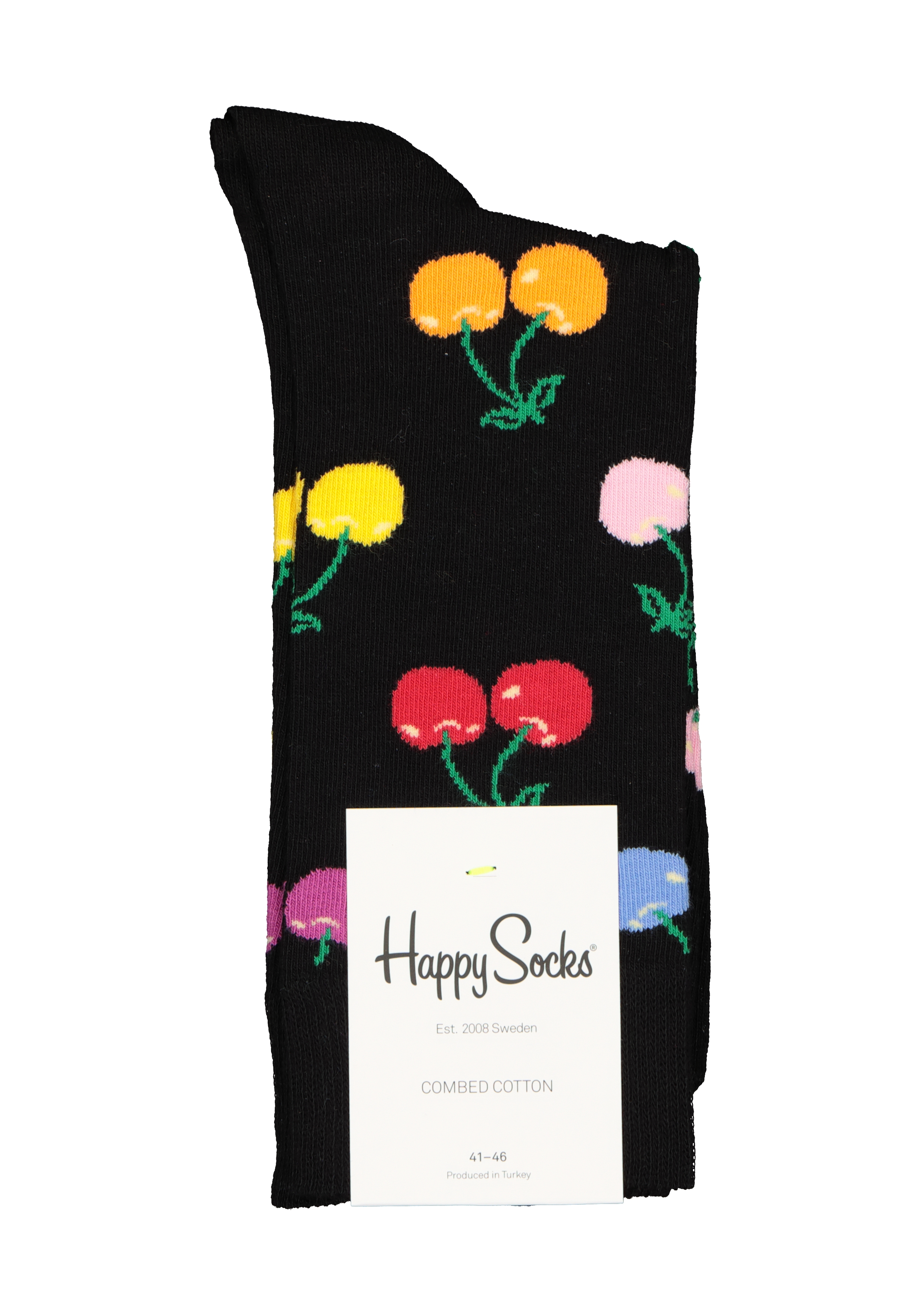 Happy Socks herensokken Cherry Sock, zwart met kleurtjes