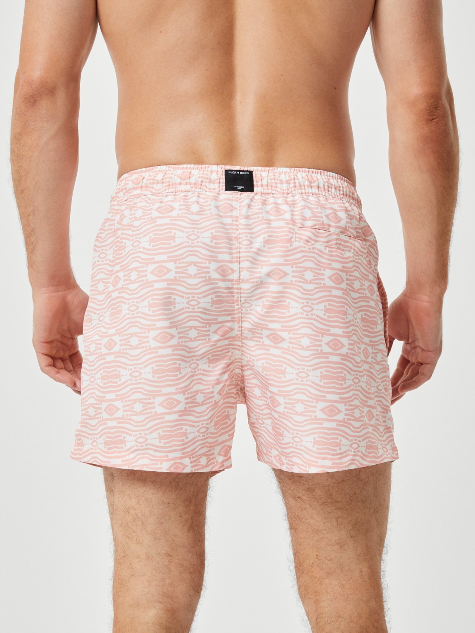 Bjorn Borg Print Swim Shorts, heren zwembroek, roze met witte print