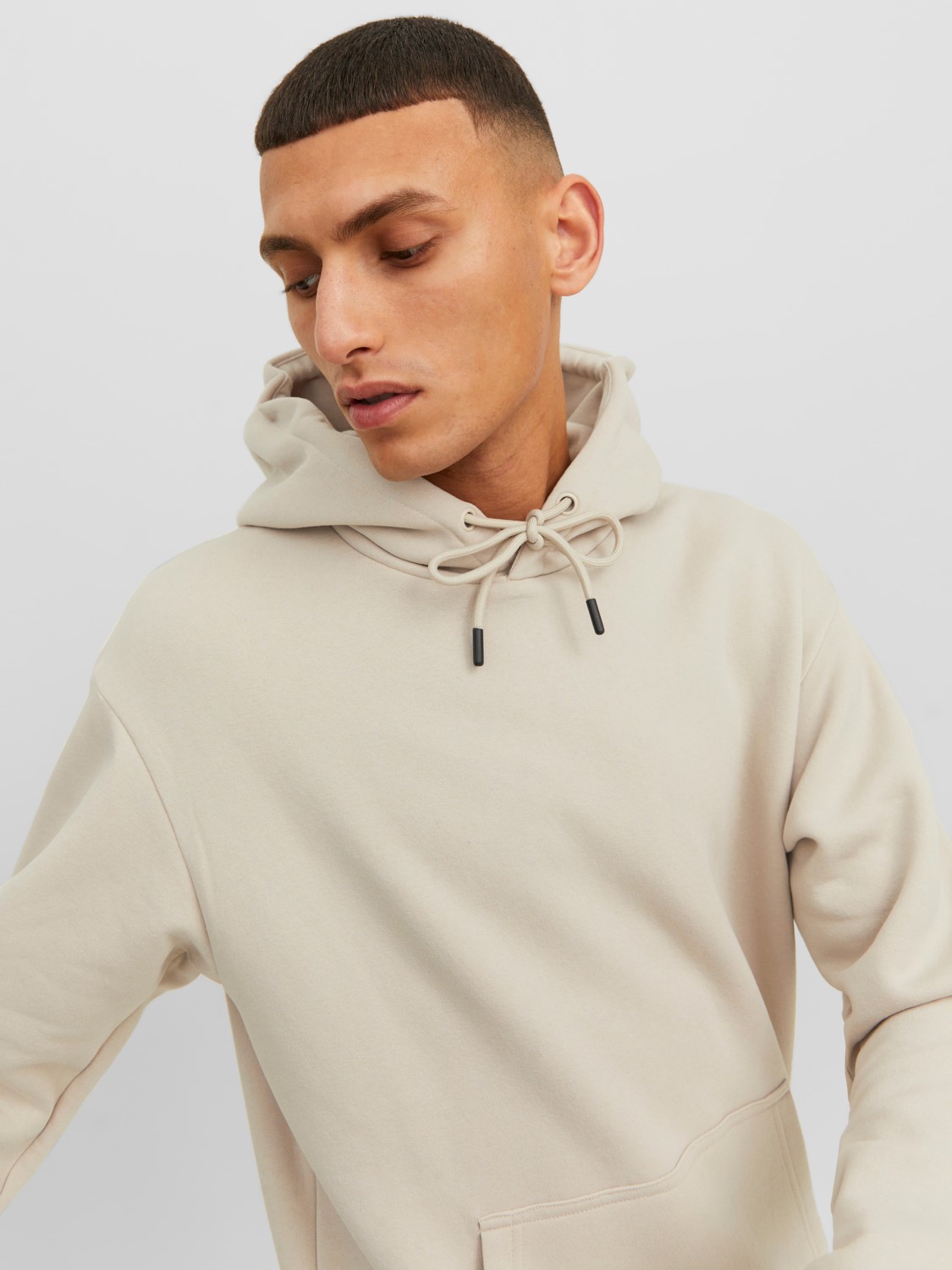 JACK & JONES Bradley sweat hood regular fit, heren hoodie katoenmengsel met capuchon, beige