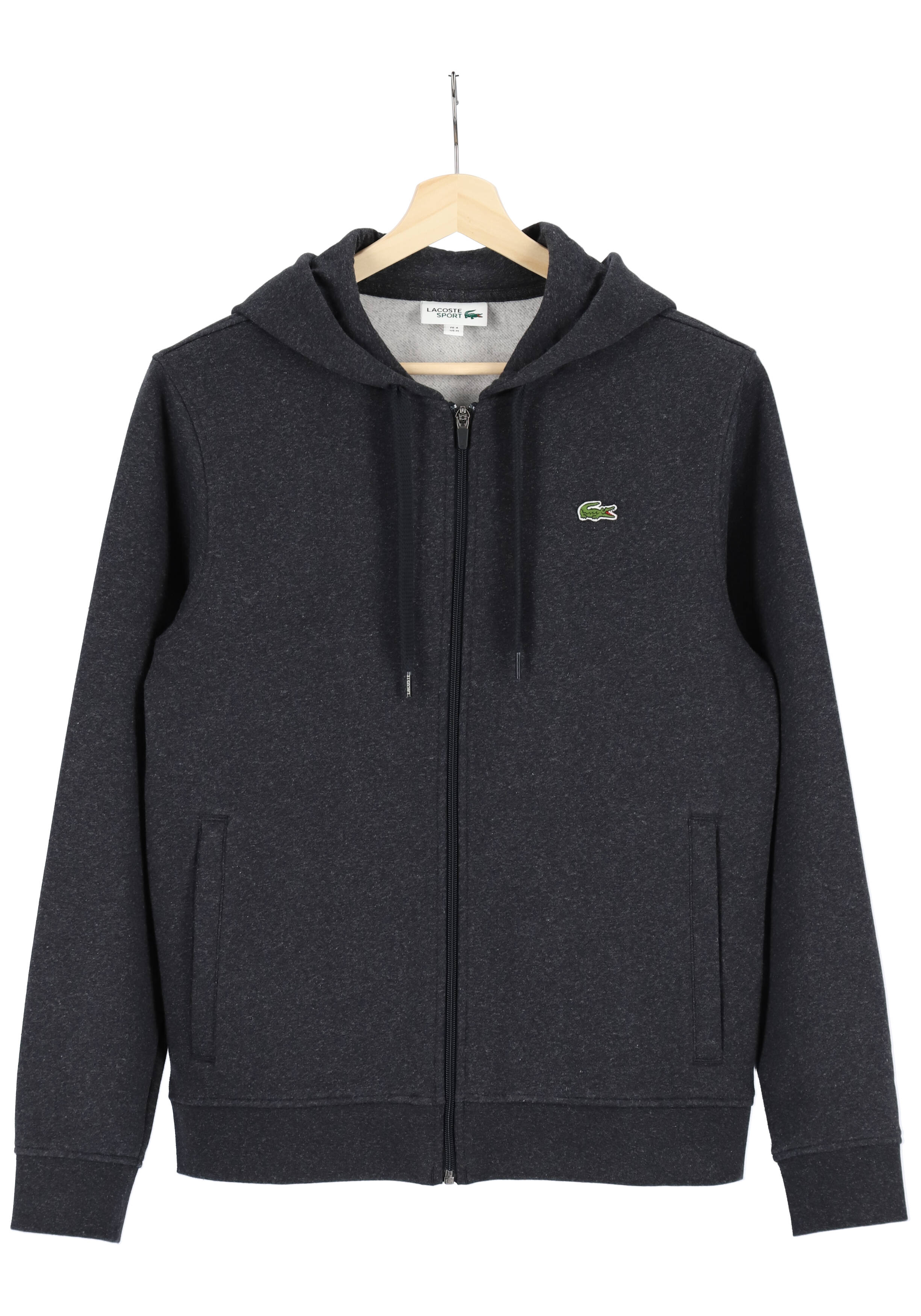 Lacoste heren hoodie sweatvest, met rits, antraciet grijs