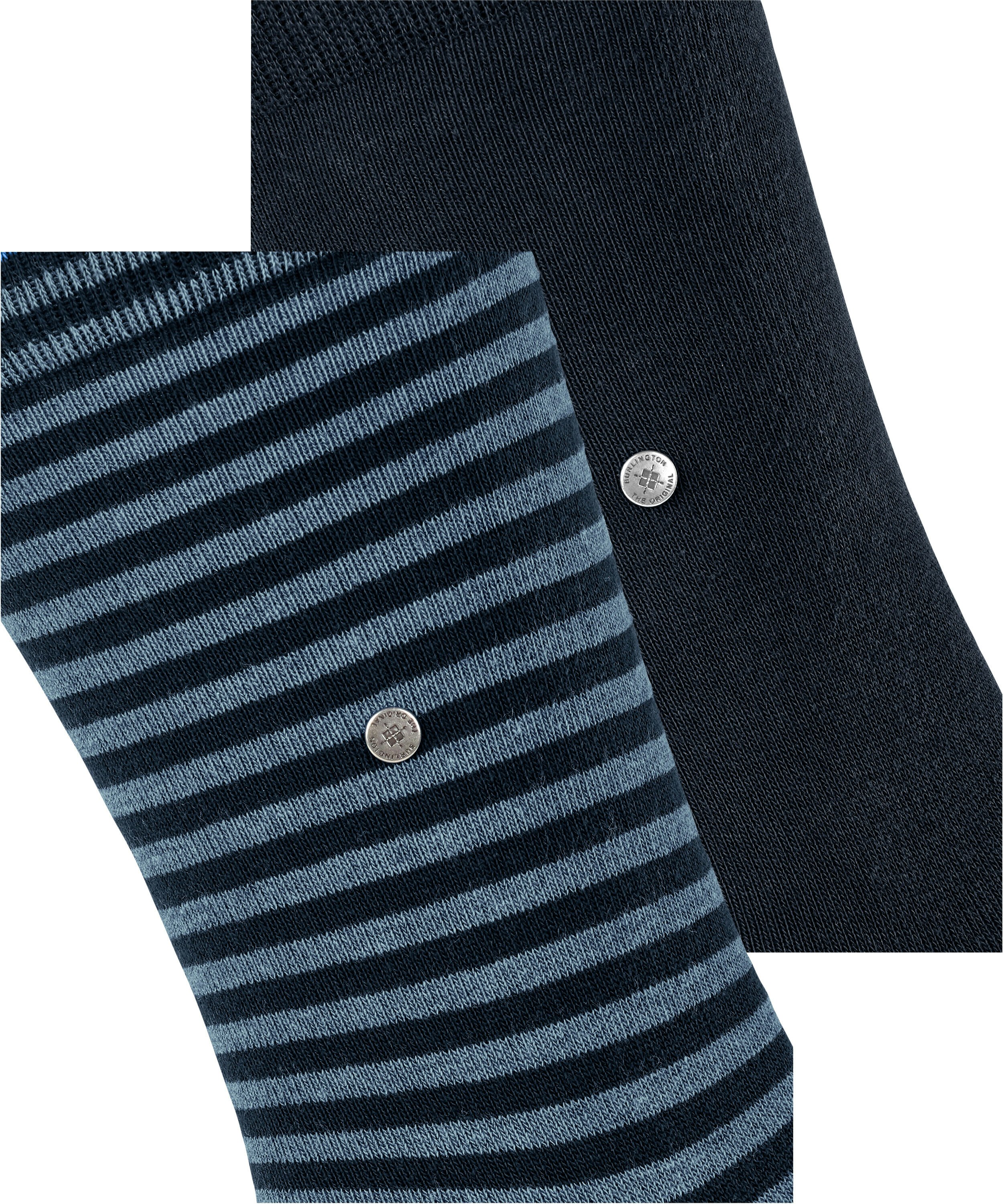 Burlington Everyday Stripe 2-Pack herensokken, blauw (marine)