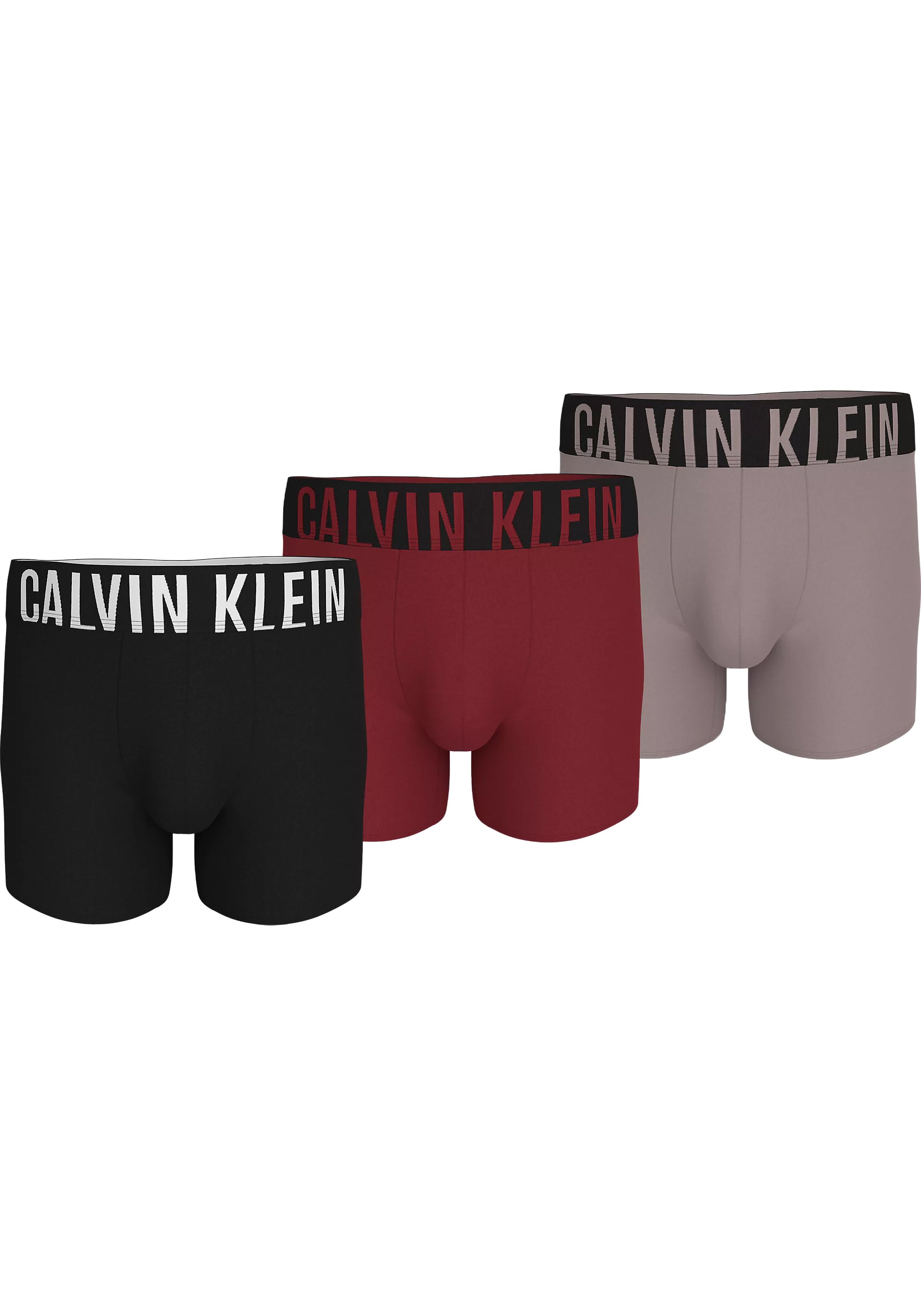 Calvin Klein Boxer Briefs (3-pack), heren boxers extra lang, zwart, donkerrood, beige