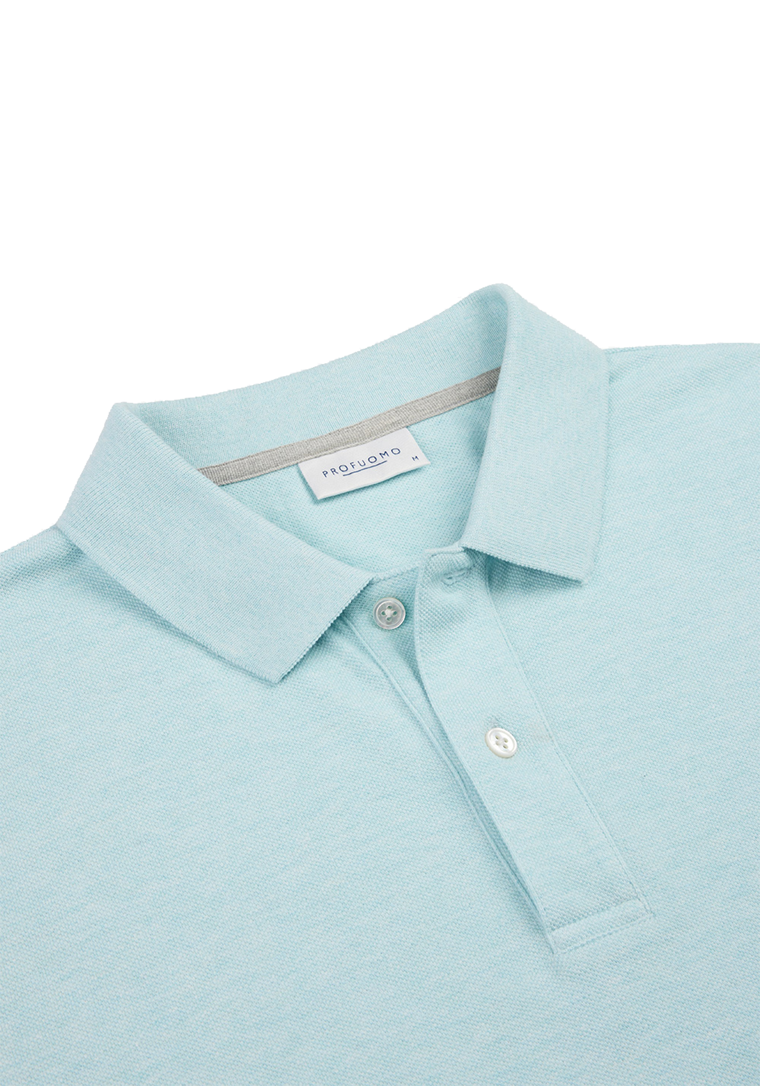 Profuomo slim fit heren polo, aqua blauw