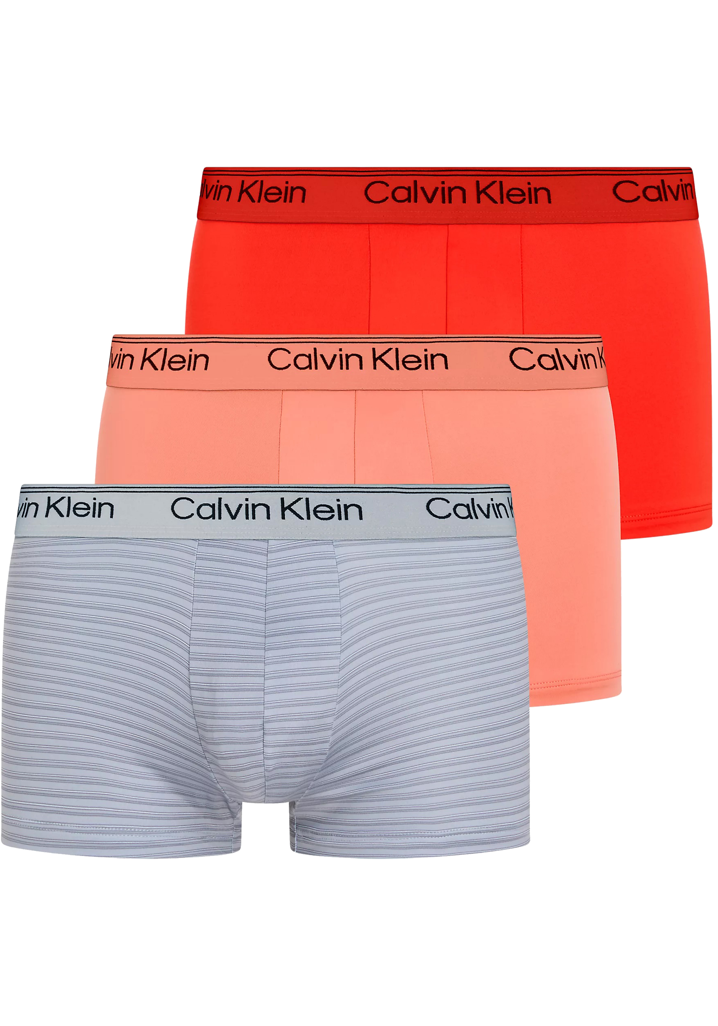 Calvin Klein Low Rise trunks (3-pack), lage heren boxers kort, grijs, zalm, oranje