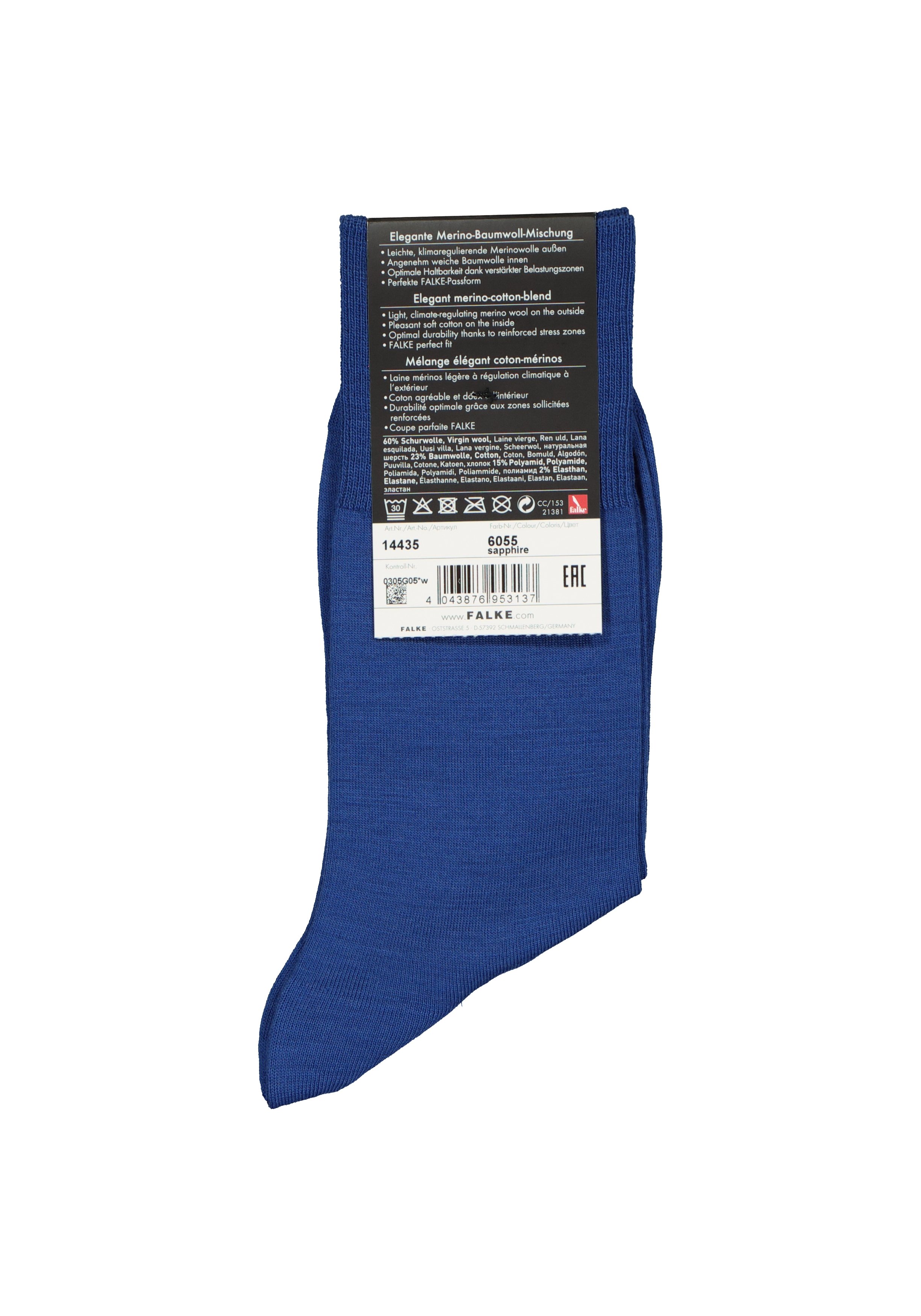 FALKE Airport herensokken, middel blauw (sapphire)