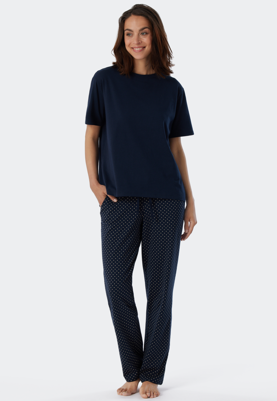 SCHIESSER Mix+Relax T-shirt, dames shirt korte mouwen donkerblauw