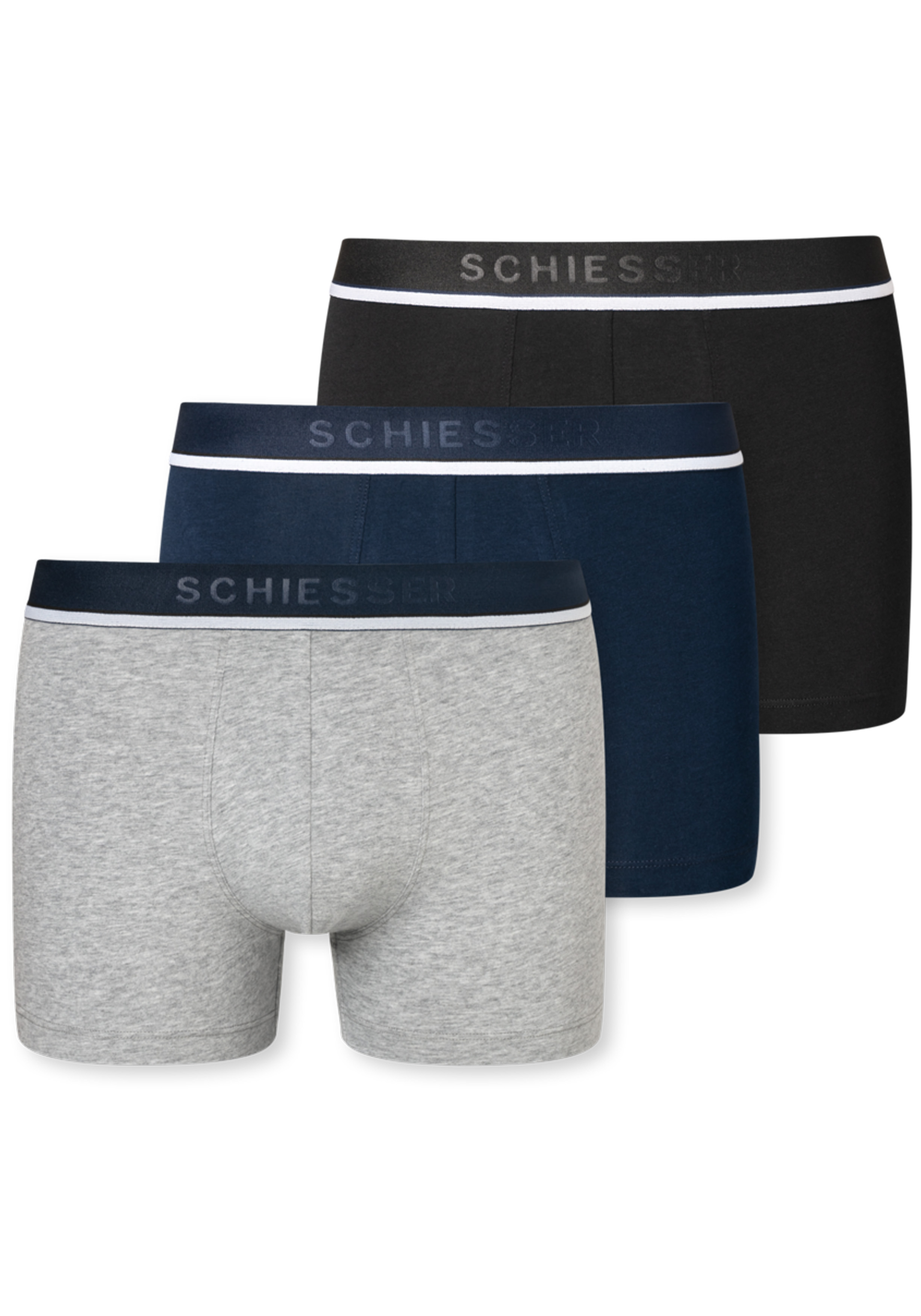 SCHIESSER 95/5 shorts (3-pack), zwart, blauw en grijs