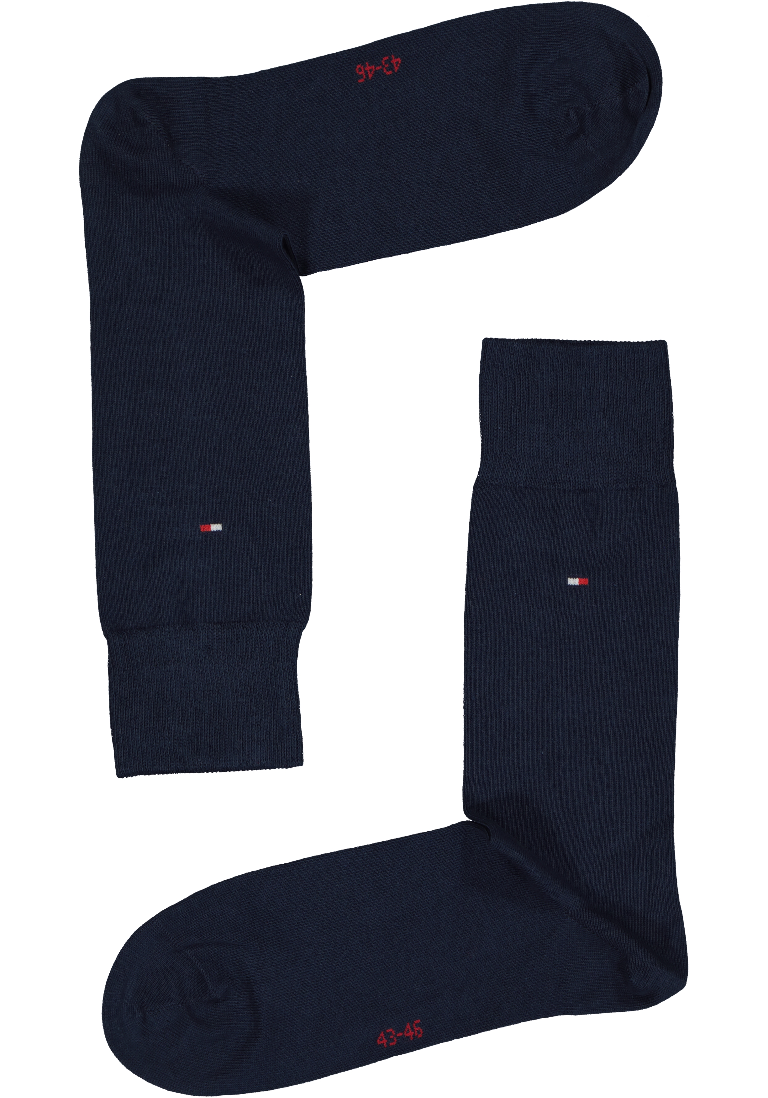 Tommy Hilfiger Rugby Stripe Socks (2-pack), herensokken katoen gestreept en uni, blauw met rood