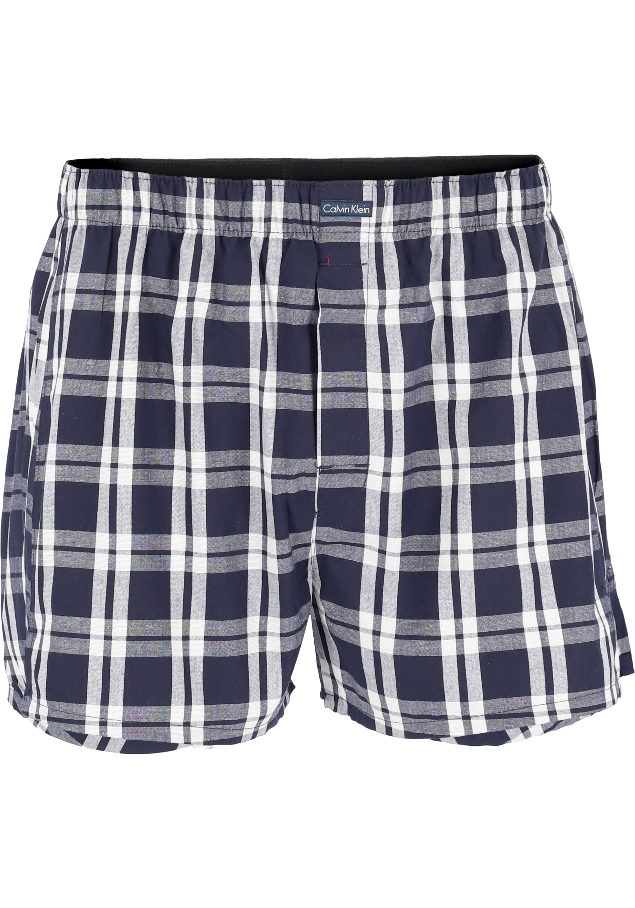 Calvin Klein Woven Boxers (3-pack), wijde heren boxershorts katoen, blauw gestreept en geruit