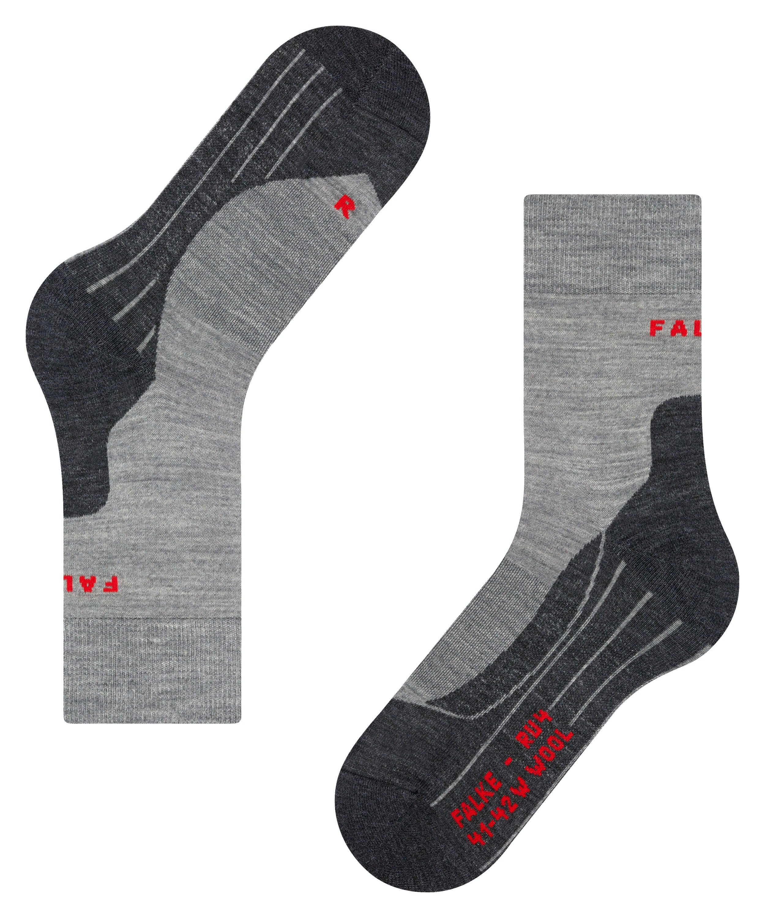 FALKE RU4 Endurance Wool dames running sokken, grijs (light grey melangeange)